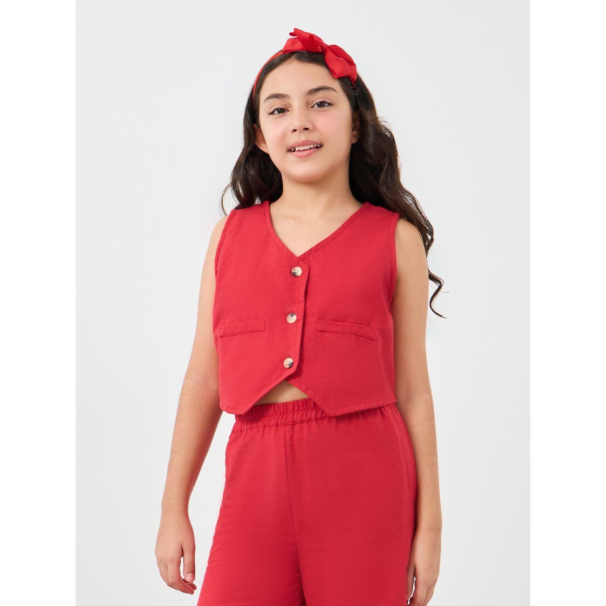 Styli Red Cotton Vest and Culottes Set-girls-clothing-setsandcoords-image-2
