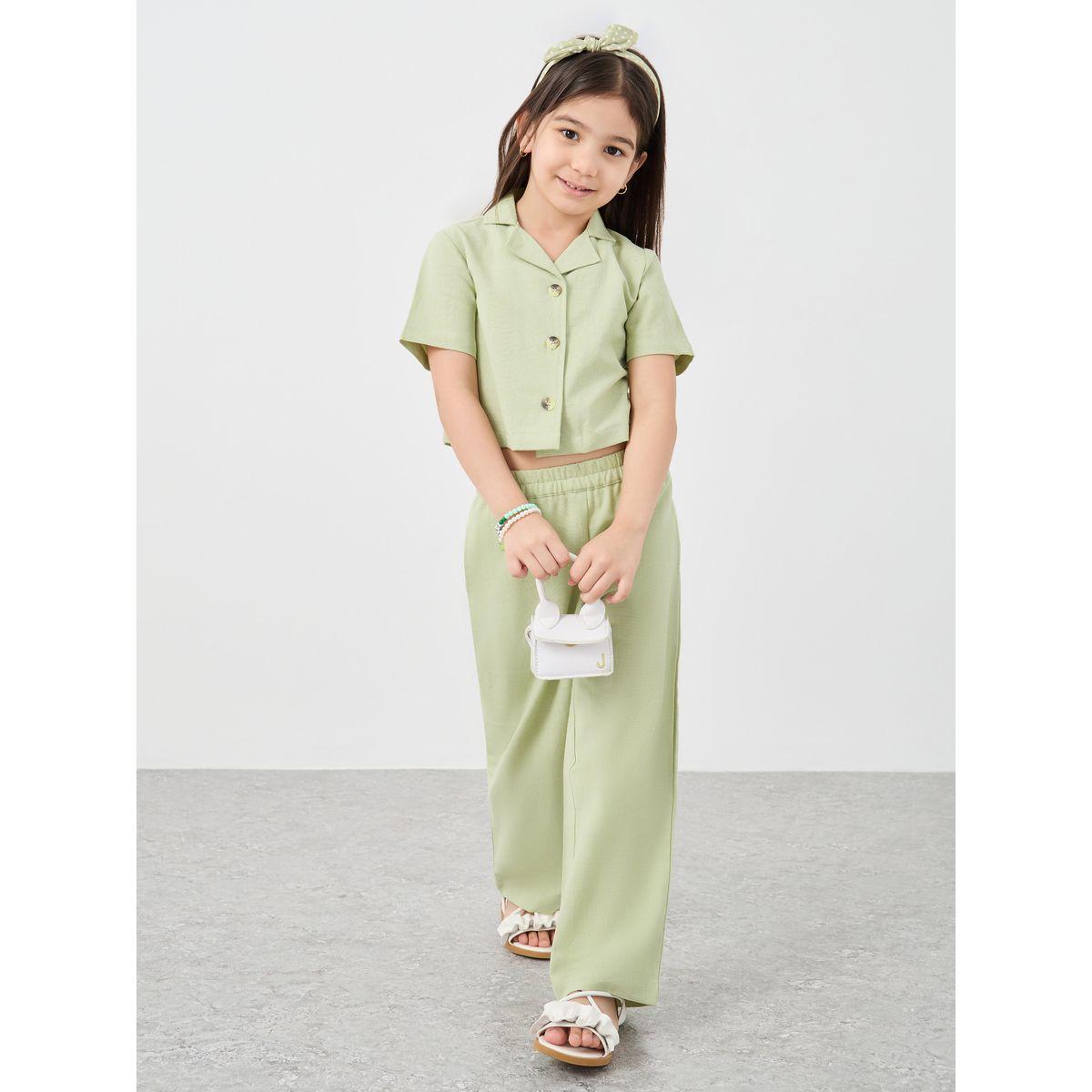Styli Buttoned Short Sleeve Blouse and Pants Co-Ords-girls-clothing-setsandcoords-image-1