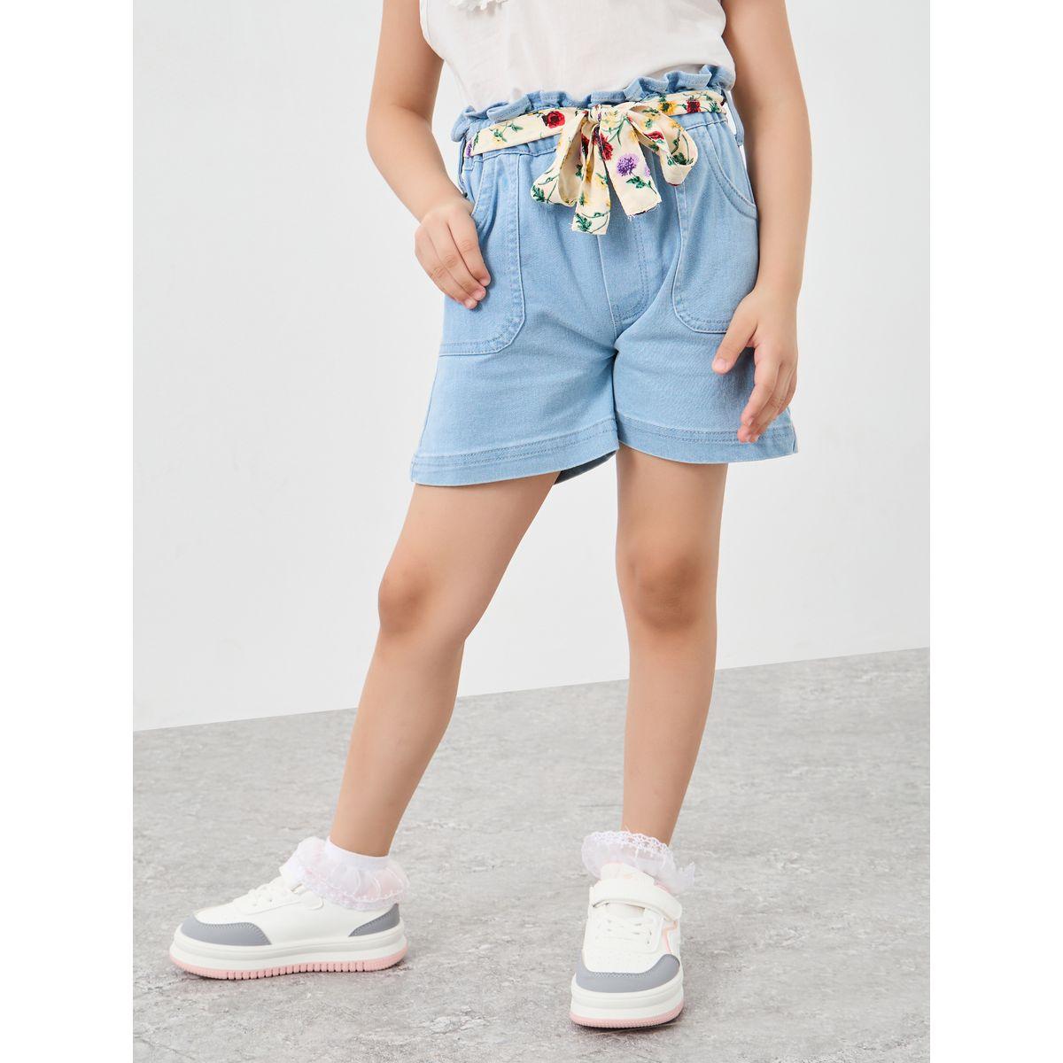 شورت بنسيج دنيم-girls-clothing-bottoms-shorts-image-1