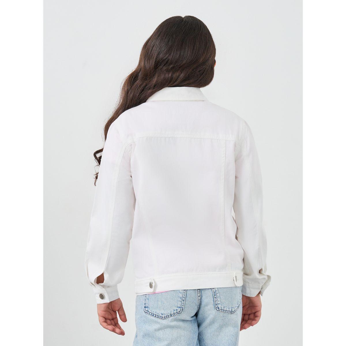 Styli White Cotton Denim Jacket with Flap Pocker-girls-clothing-jacketsandcoats-image-5