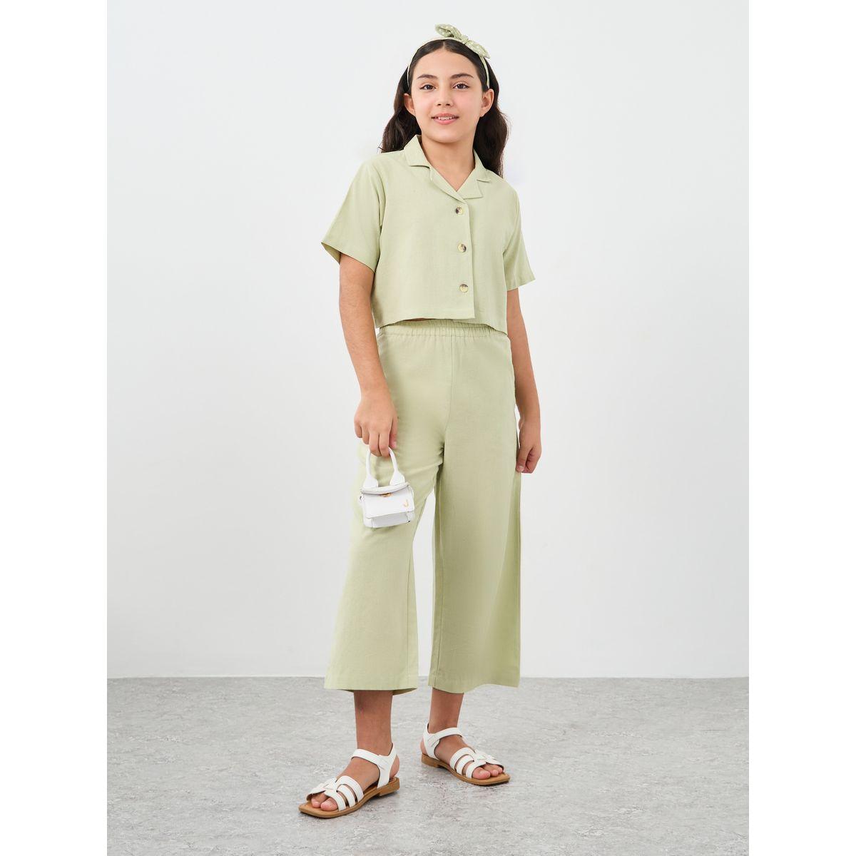 Styli Collared Button Shirt and Pants Set-girls-clothing-setsandcoords-image-1