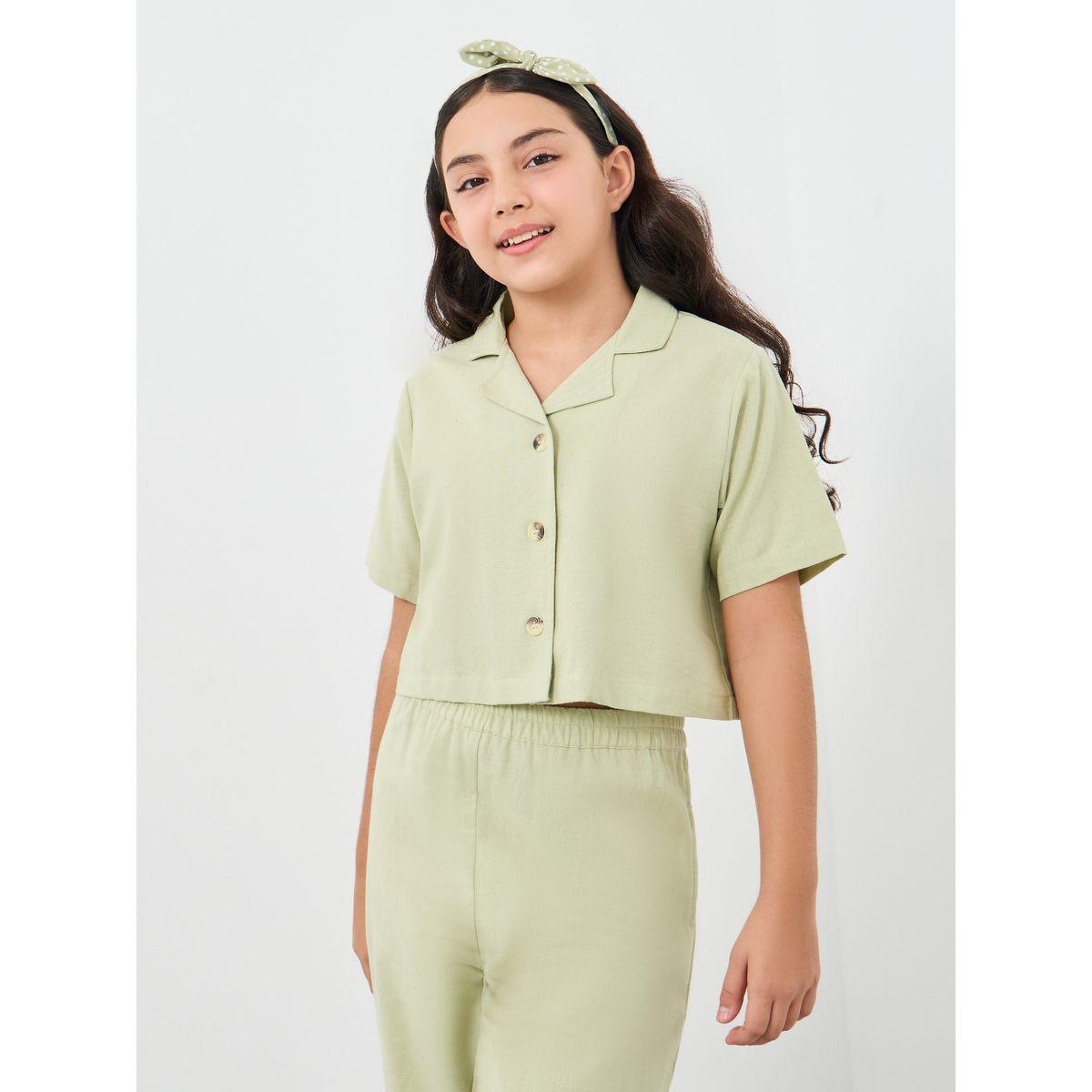 Styli Collared Button Shirt and Pants Set-girls-clothing-setsandcoords-image-2