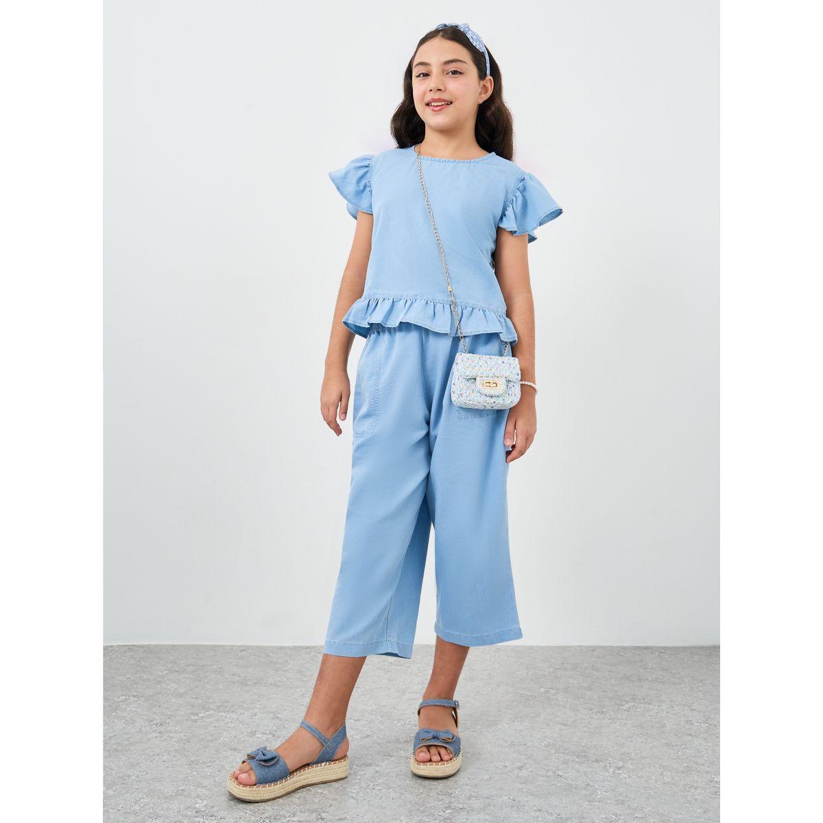 Styli Ruffled Hem Top and Culottes Set-girls-clothing-setsandcoords-image-1