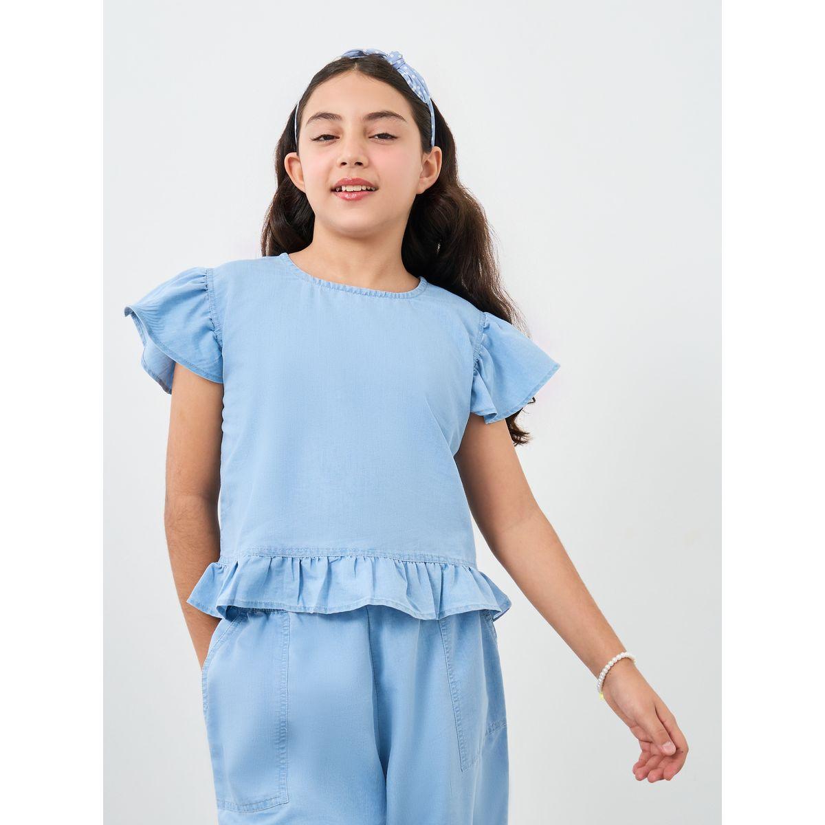 طقم منسق من بنطال مع بلوزة بحافة كشكش-girls-clothing-setsandcoords-image-2