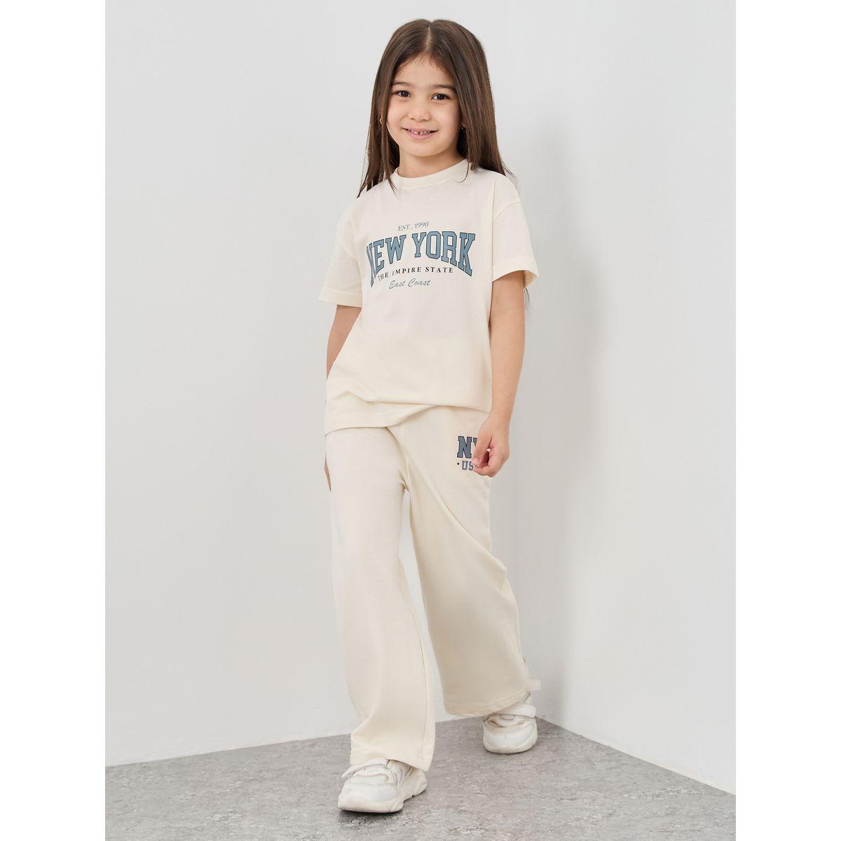Styli Slogan Print T-Shirt and Wide Leg Joggers Set-girls-clothing-setsandcoords-image-1