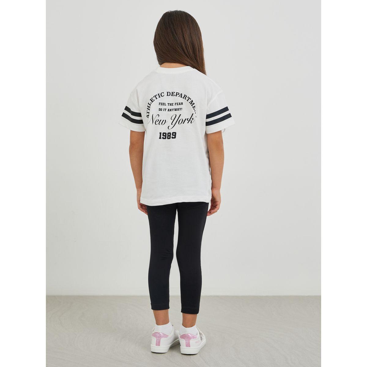Styli Slogan Print Round Neck T-Shirt and Leggings Set-girls-clothing-setsandcoords-image-6