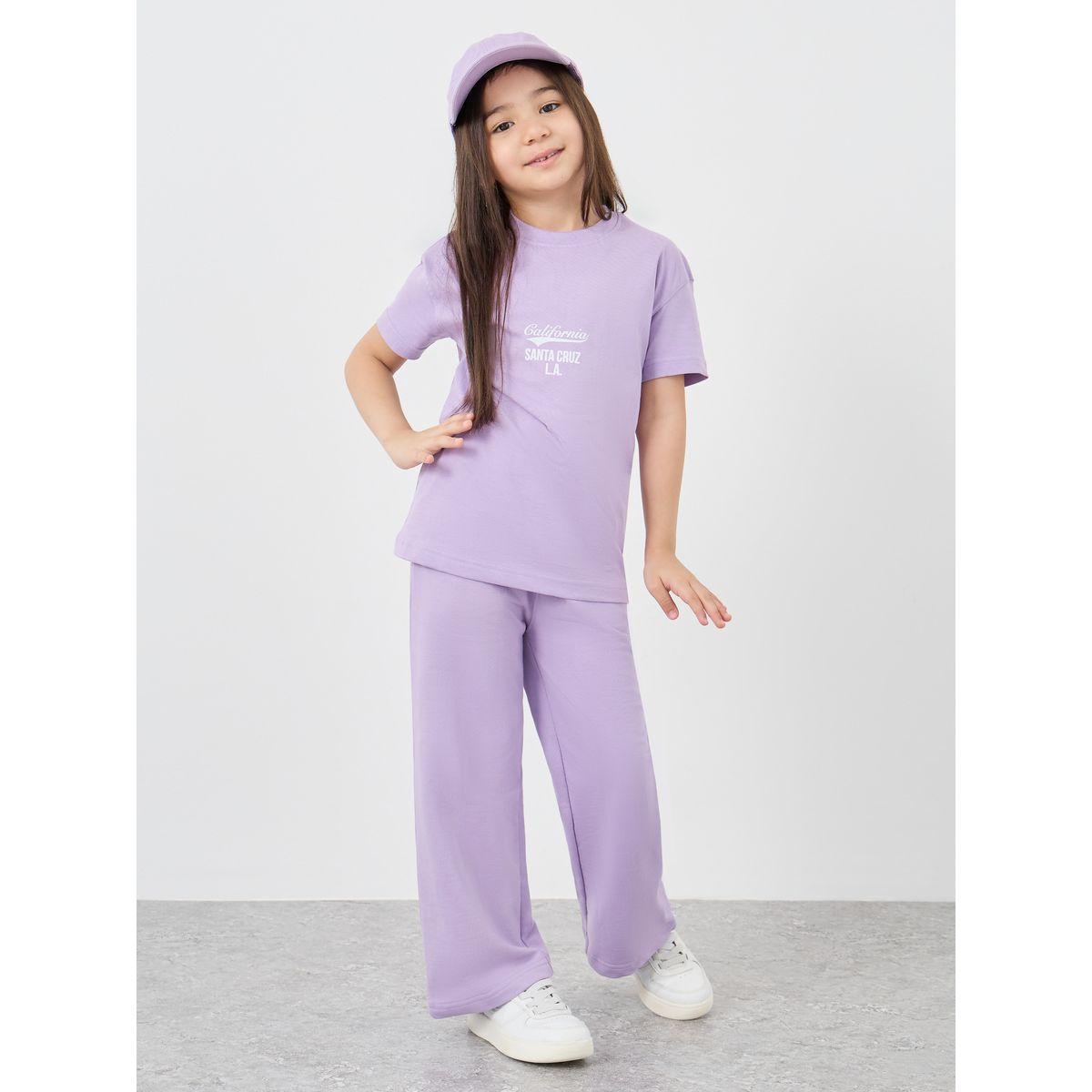 جوغر بأرجل واسعة وتيشيرت فضفاض مطبع بكتابة-girls-clothing-setsandcoords-image-2