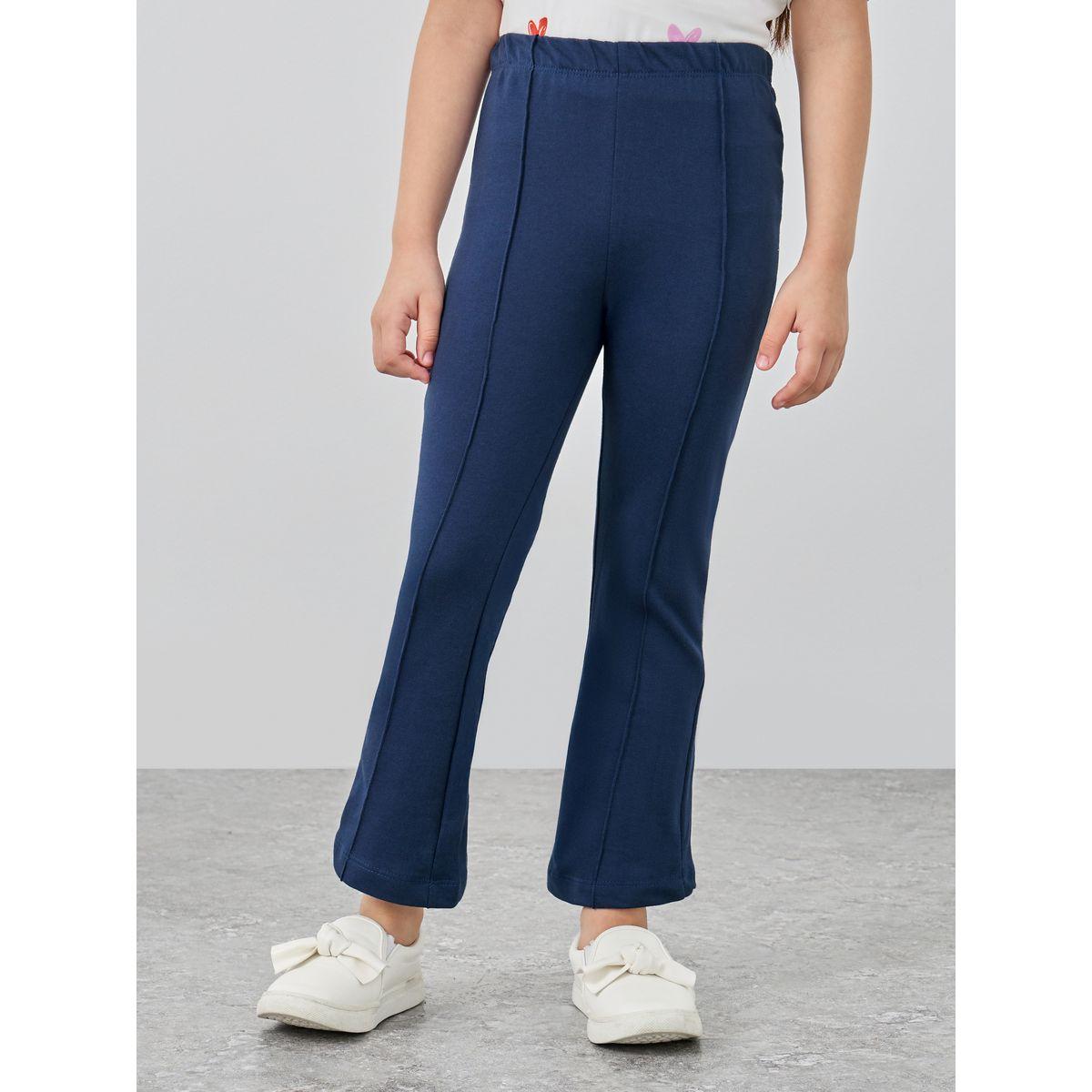 Styli Girls Solid Pin Tuck Flared Leggings-girls-clothing-bottoms-leggings-image-1