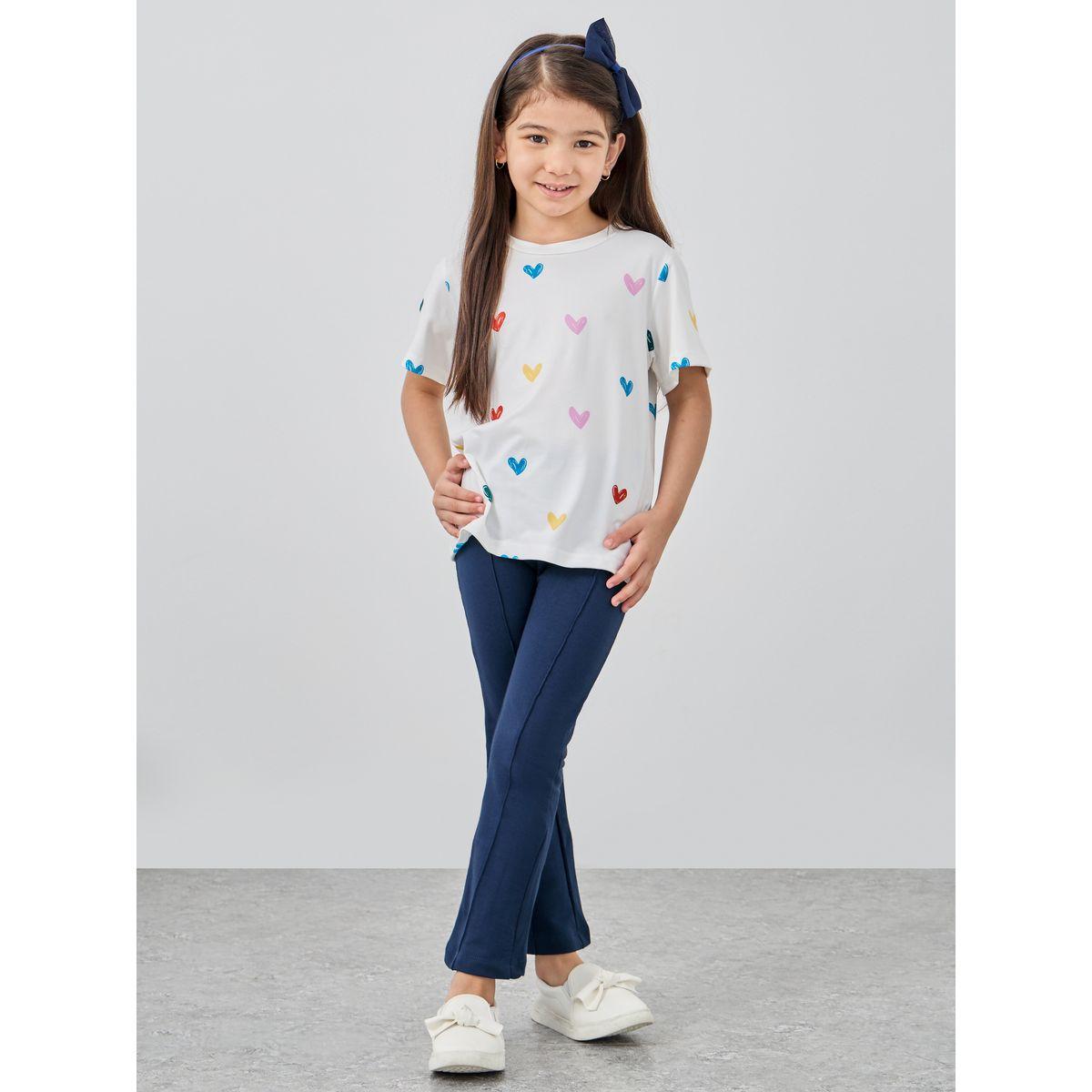 Styli Girls Solid Pin Tuck Flared Leggings-girls-clothing-bottoms-leggings-image-2