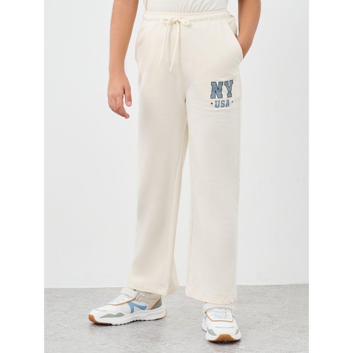 Styli Girls Off White Slogan Print Oversized T-Shirt and Wide Leg Joggers Set-girls-clothing-setsandcoords-image-5