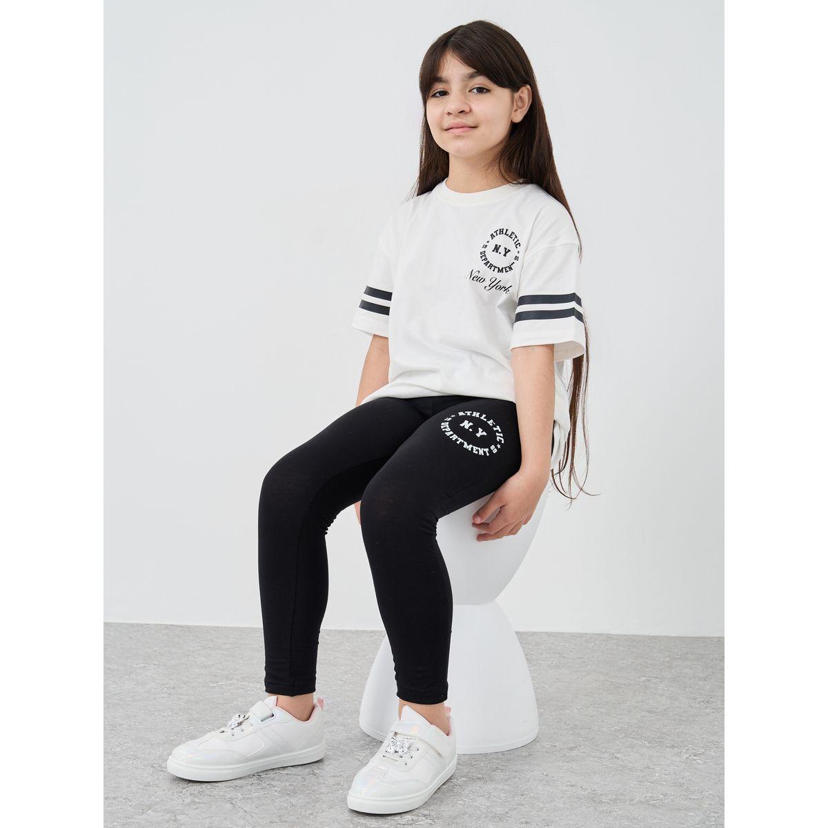 Styli Printed Oversized T-Shirt and Leggings Set-girls-clothing-setsandcoords-image-1