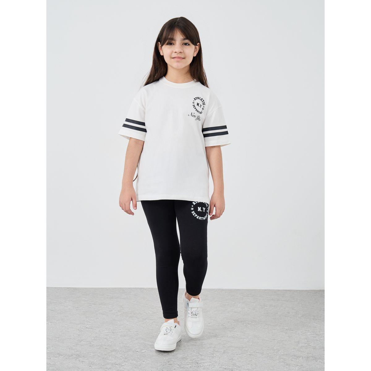 Styli Printed Oversized T-Shirt and Leggings Set-girls-clothing-setsandcoords-image-2