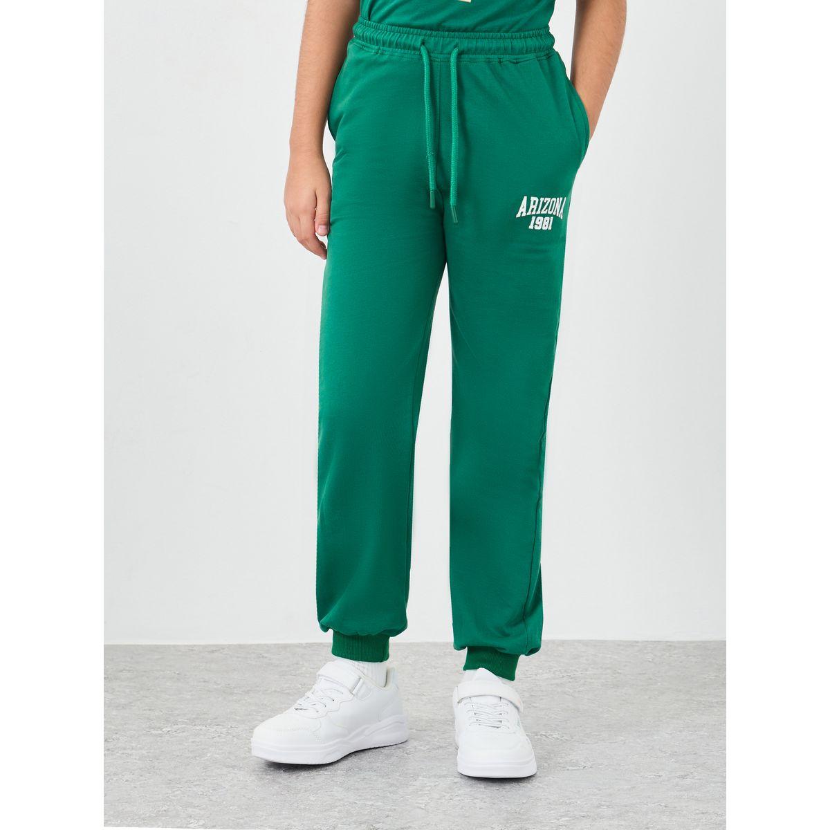 Styli Girls Green Text Print Oversized T-Shirt and Joggers Set-girls-clothing-setsandcoords-image-5