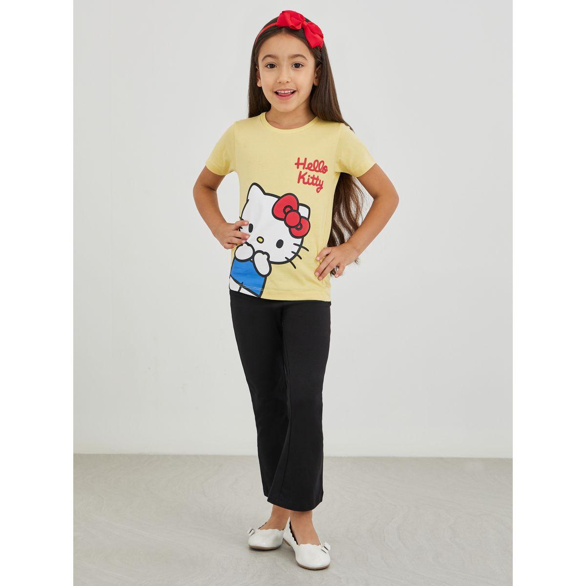 Styli Girls Black Solid Elasticated Waistband Flared Leggings-girls-clothing-bottoms-leggings-image-2