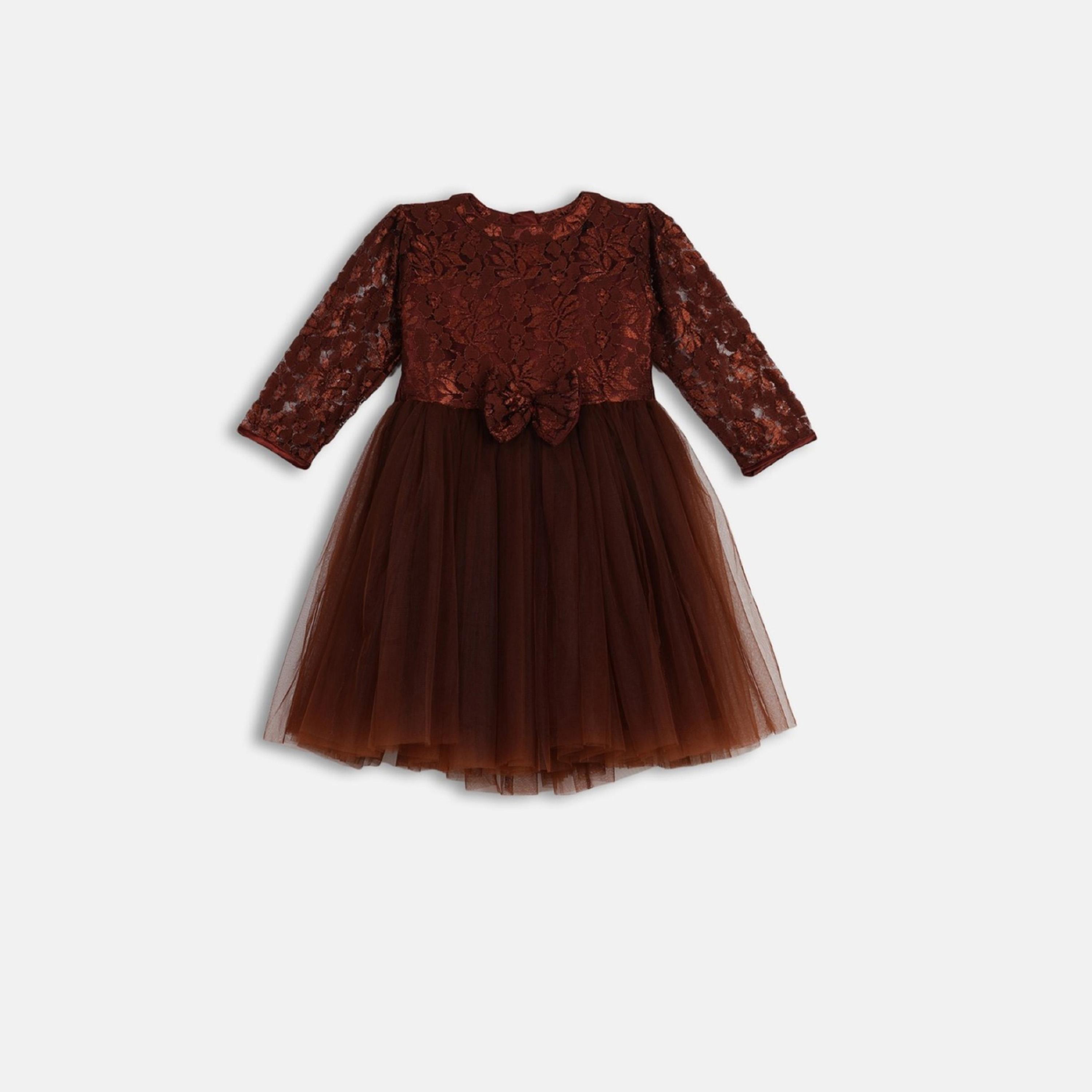 Bella Moda X Styli Lace Detail Mesh Insert Dress-girls-clothing-dressesandjumpsuits-image-1