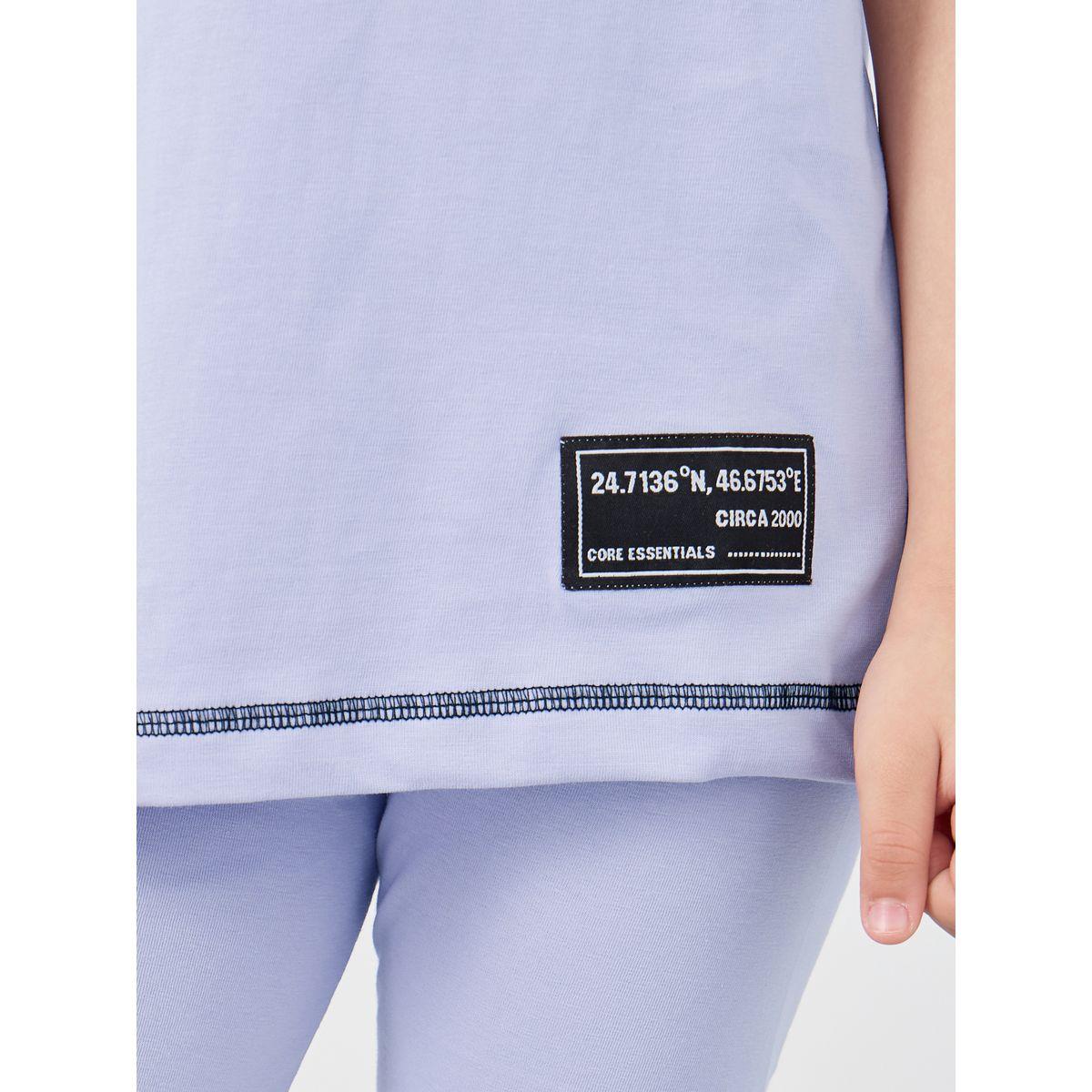 Styli Oversized Badge Detail T-Shirt and Cycle Shorts Set-girls-clothing-setsandcoords-image-3