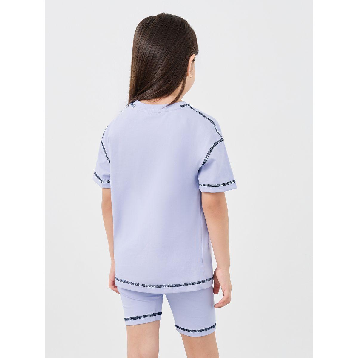 Styli Oversized Badge Detail T-Shirt and Cycle Shorts Set-girls-clothing-setsandcoords-image-5