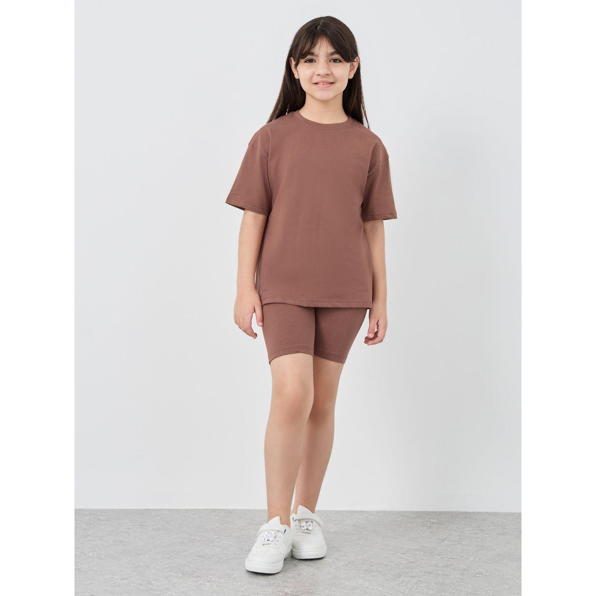 مجموعة من شورت ركوب دراجة مع تيشيرت فضفاض-girls-clothing-setsandcoords-image-2
