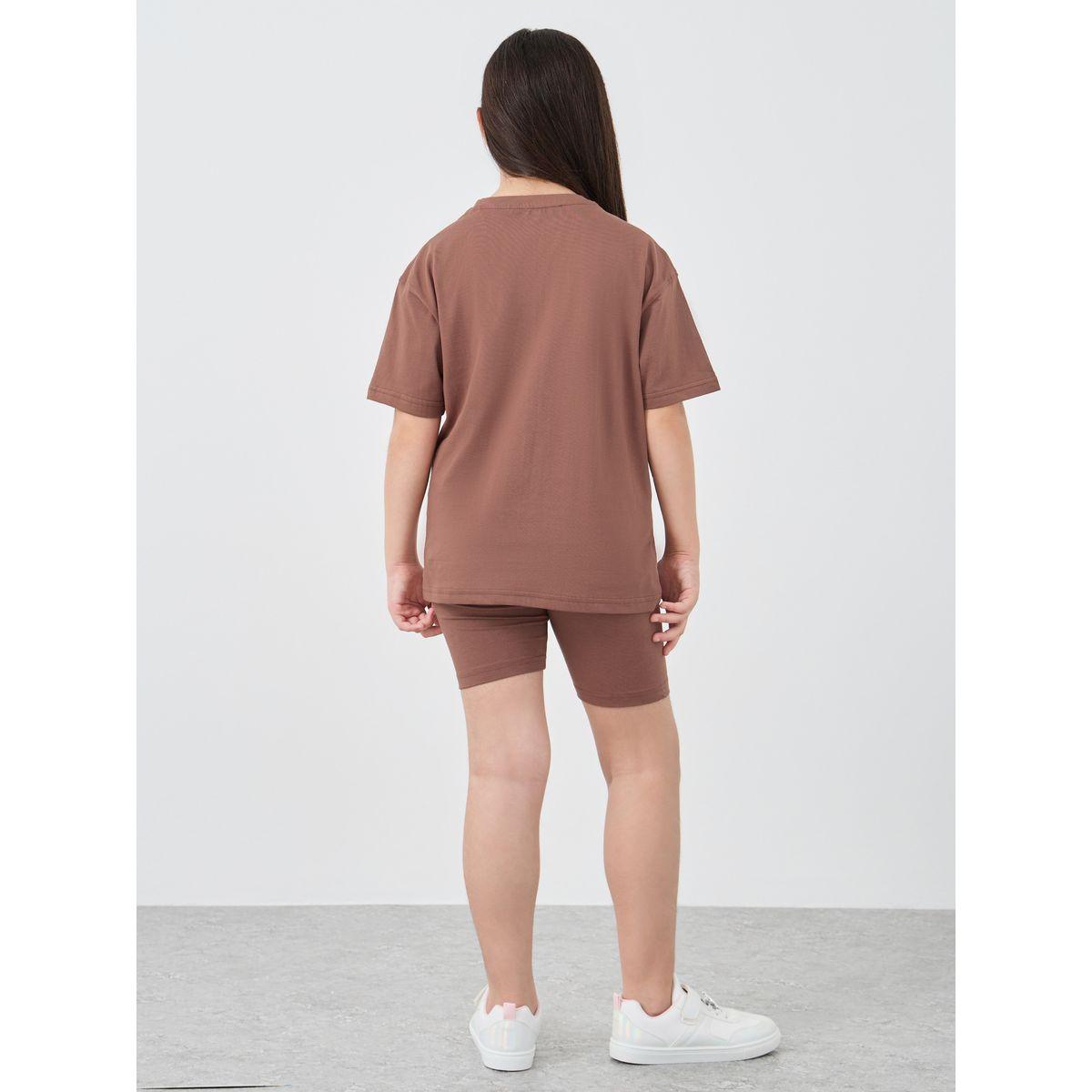 مجموعة من شورت ركوب دراجة مع تيشيرت فضفاض-girls-clothing-setsandcoords-image-6