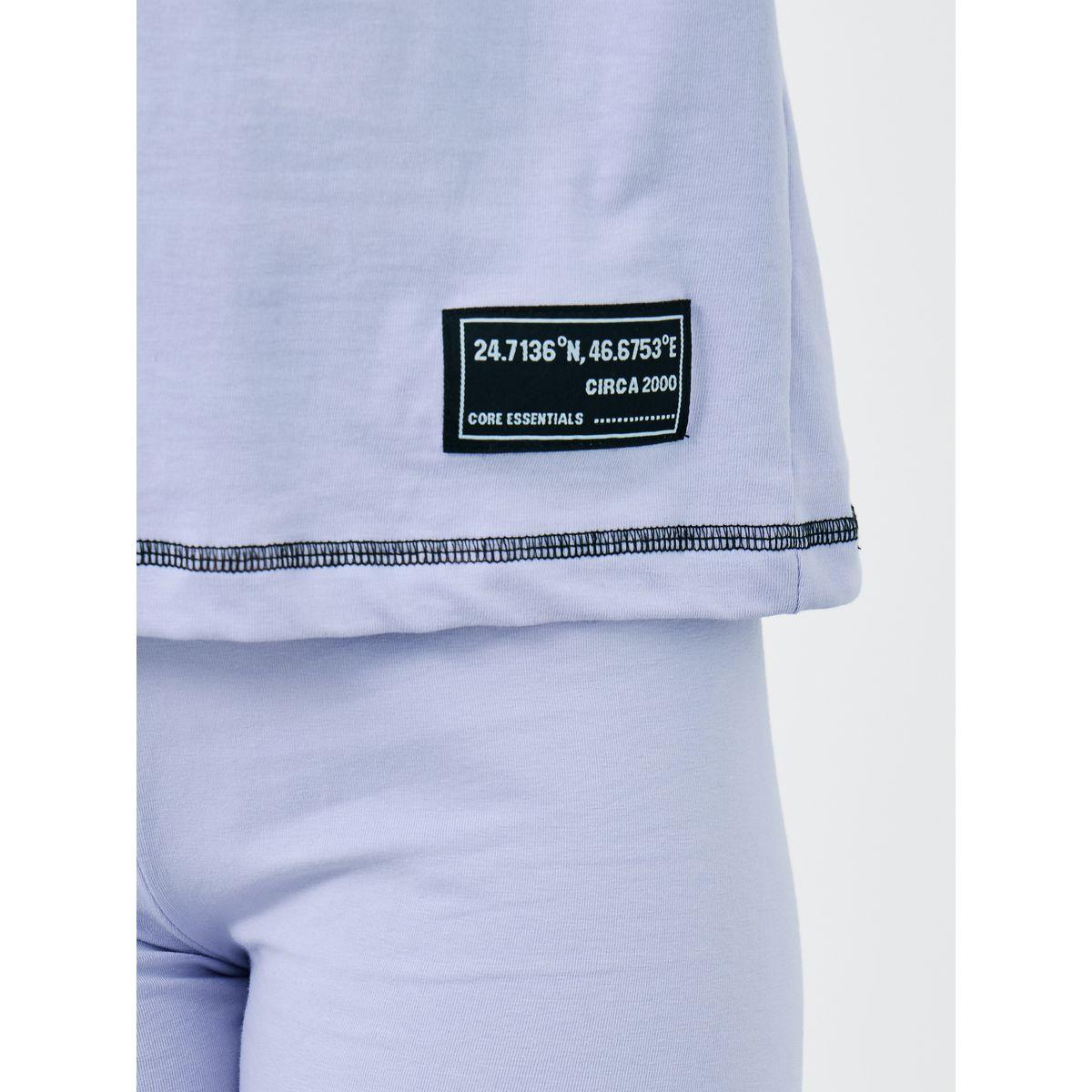 Styli Girls Lilac Contrast Stitch Detail Oversized T-Shirt and Shorts Set-girls-clothing-setsandcoords-image-4