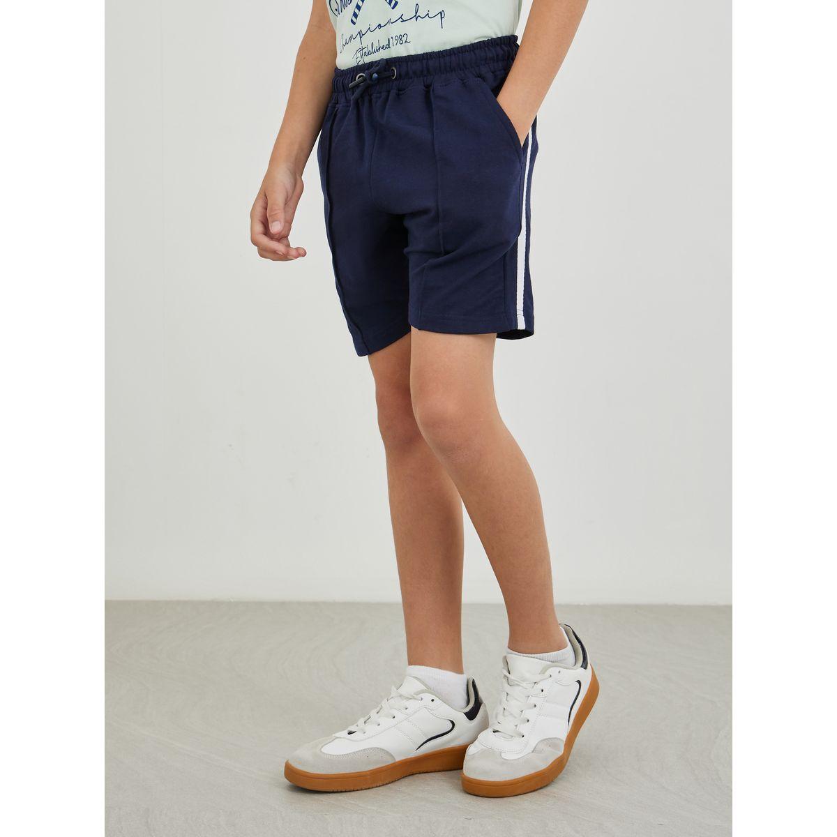 Styli Boys Solid Pin Tuck Drawstring Waist Shorts-boys-clothing-bottoms-shorts-image-1