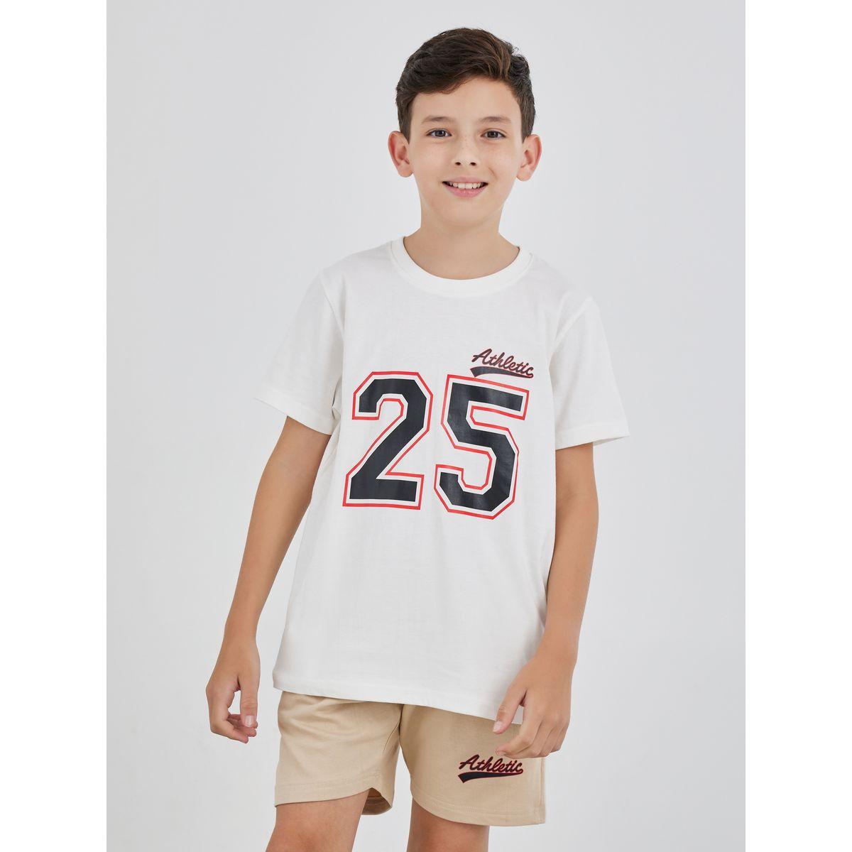 Styli Slogan Print Round Neck T-Shirt and Shorts Set-boys-clothing-setsandcoords-image-2
