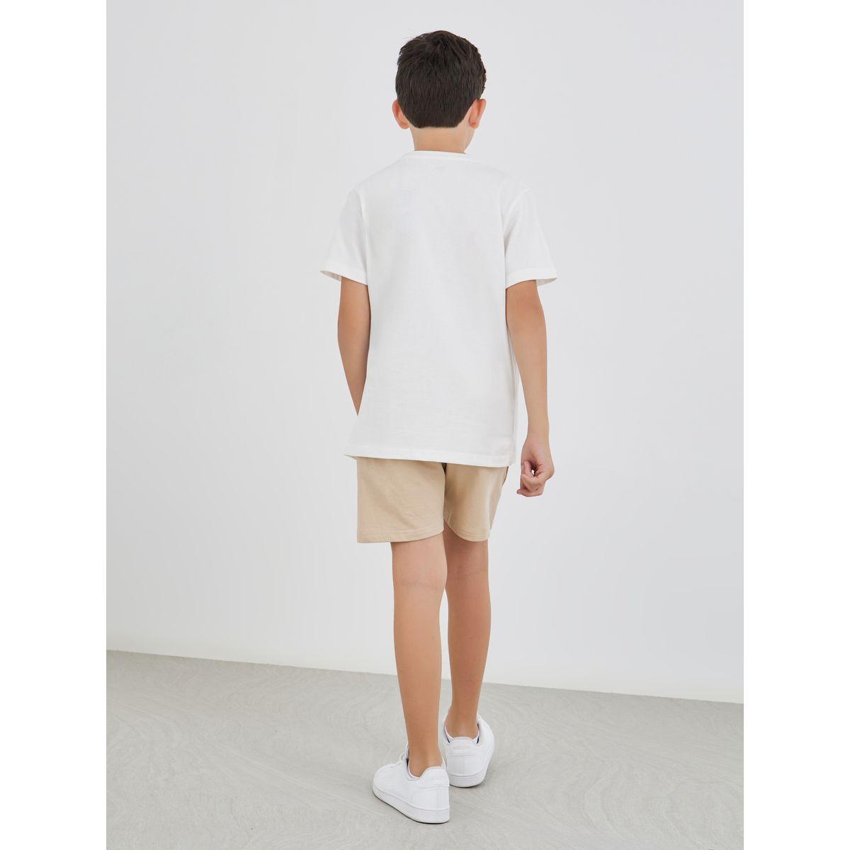 Styli Slogan Print Round Neck T-Shirt and Shorts Set-boys-clothing-setsandcoords-image-4
