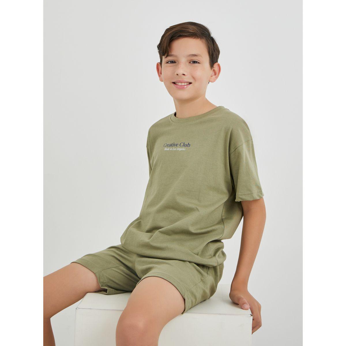 Styli Boys Typography Print Oversized T-Shirt and Shorts Set-boys-clothing-setsandcoords-image-1