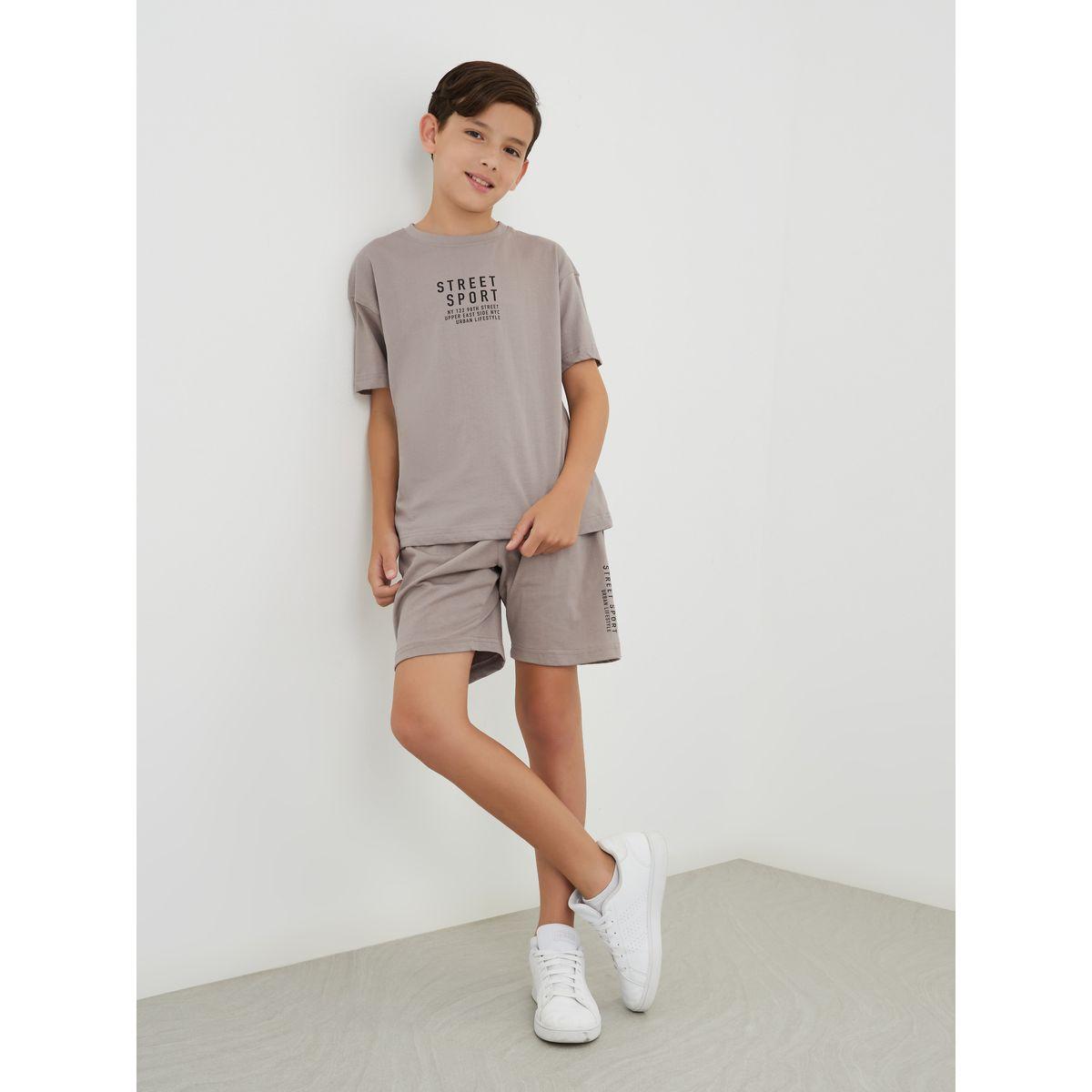 Styli Boys Typography Print Oversized T-Shirt and Shorts Set-boys-clothing-setsandcoords-image-1