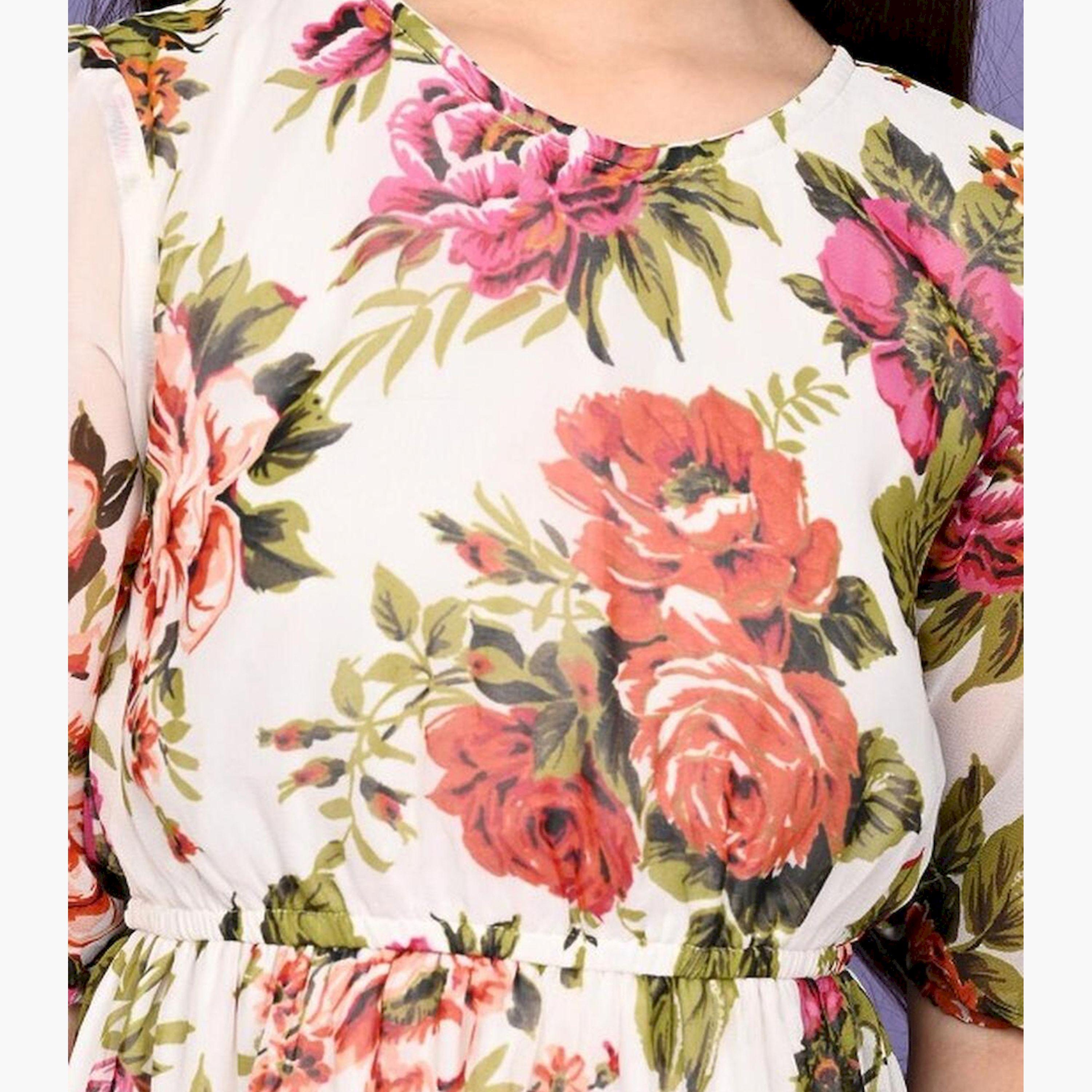 ليبيكس × ستايلي-  فستان جورجيت لون كريمي والبرتقالي-girls-clothing-dressesandjumpsuits-image-3