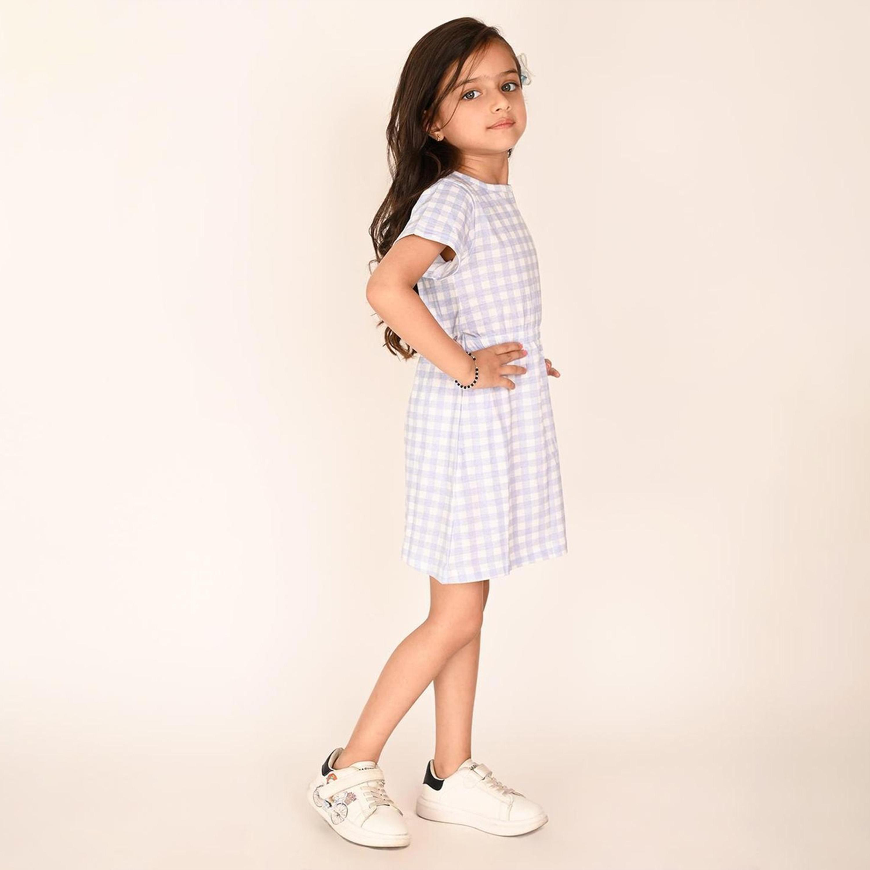 LilPicks X Styli Girls Checked Round Neck A-Line Dress-girls-clothing-dressesandjumpsuits-image-2