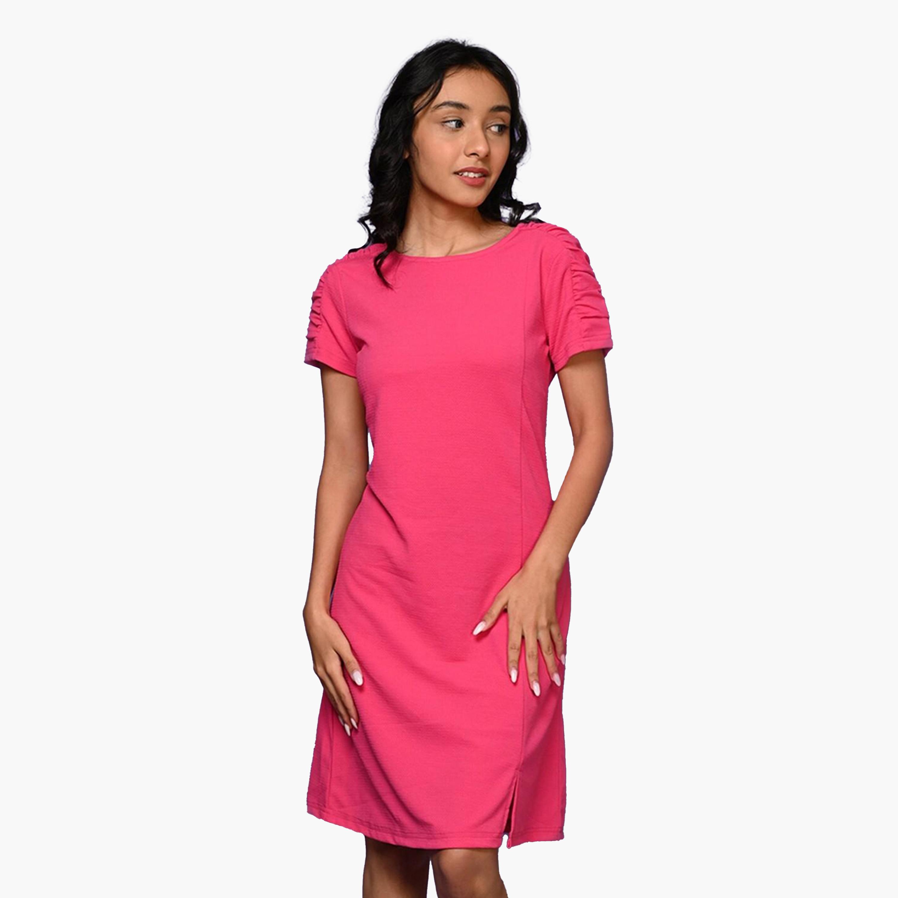 LilPicks X Styli Round Neck Gathered Detail Dress-girls-clothing-dressesandjumpsuits-image-1