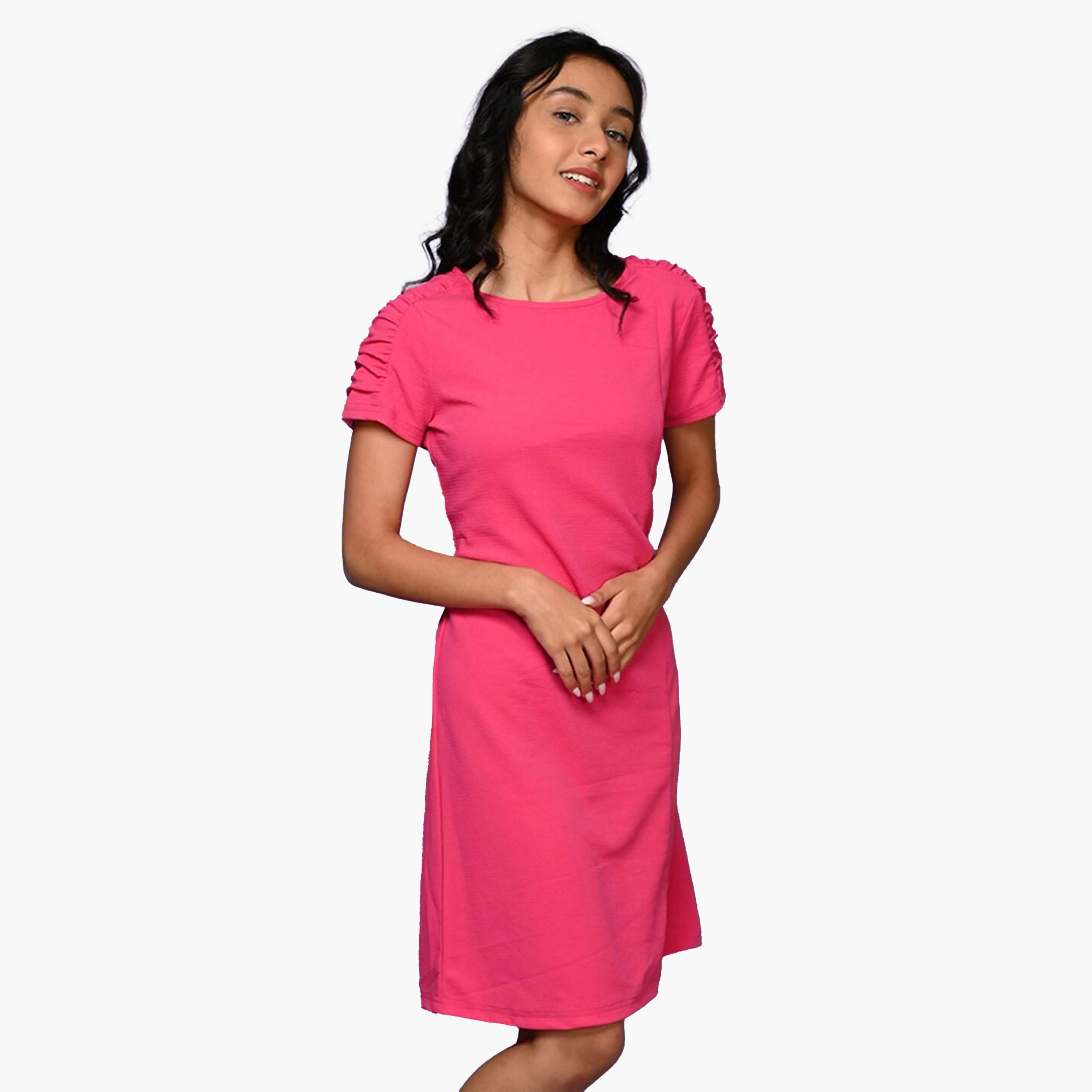LilPicks X Styli Round Neck Gathered Detail Dress-girls-clothing-dressesandjumpsuits-image-4