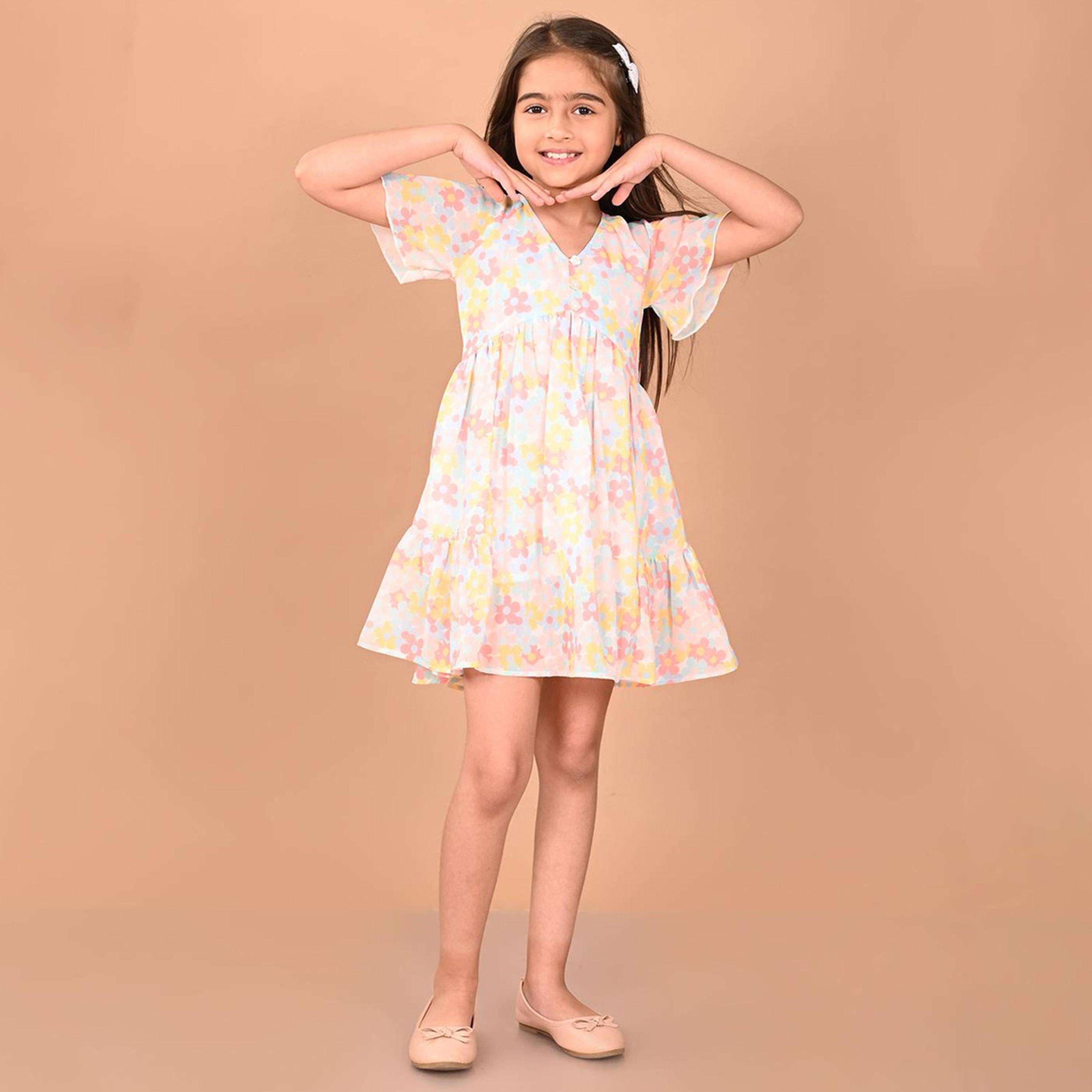 LilPicks X Styli Flared Sleeves Floral Print A-Line Dress-girls-clothing-dressesandjumpsuits-image-1