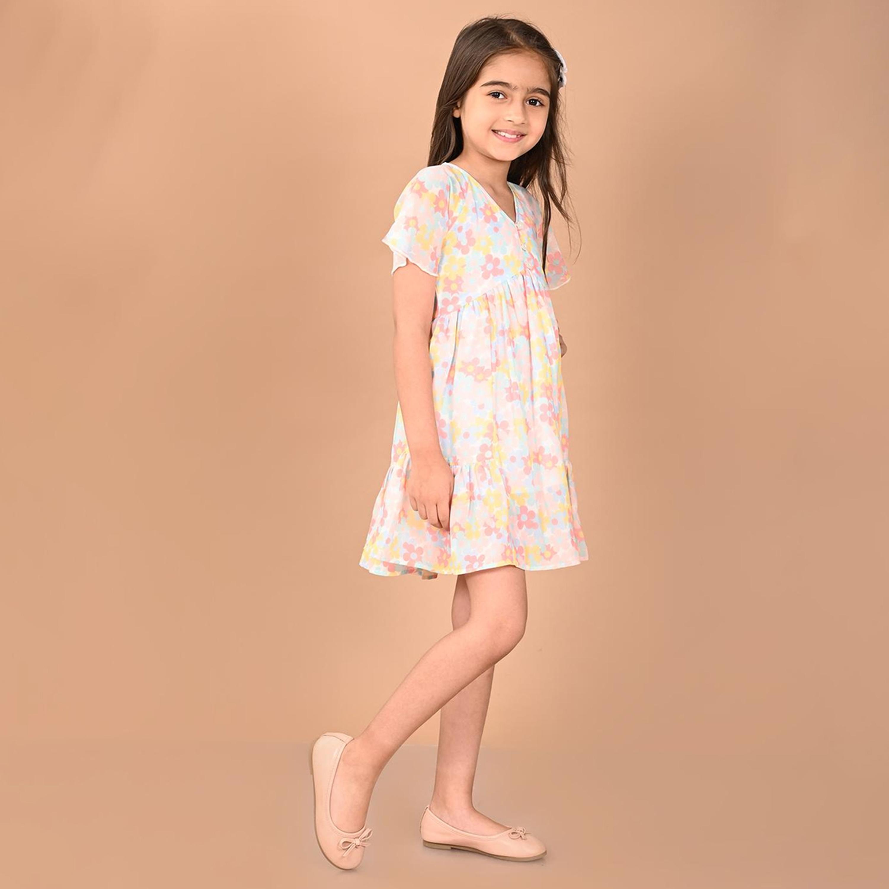 LilPicks X Styli Flared Sleeves Floral Print A-Line Dress-girls-clothing-dressesandjumpsuits-image-2