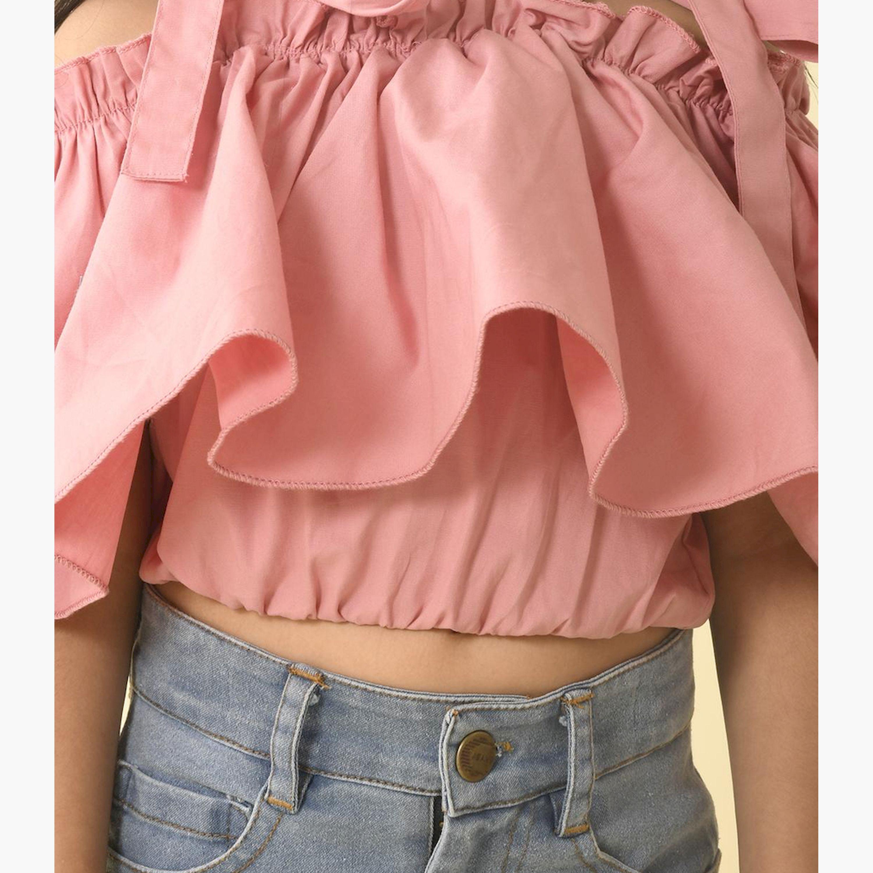 LilPicks X Styli Flutter Sleeves Ruffled Cotton Top-girls-clothing-blousesandshirts-image-2