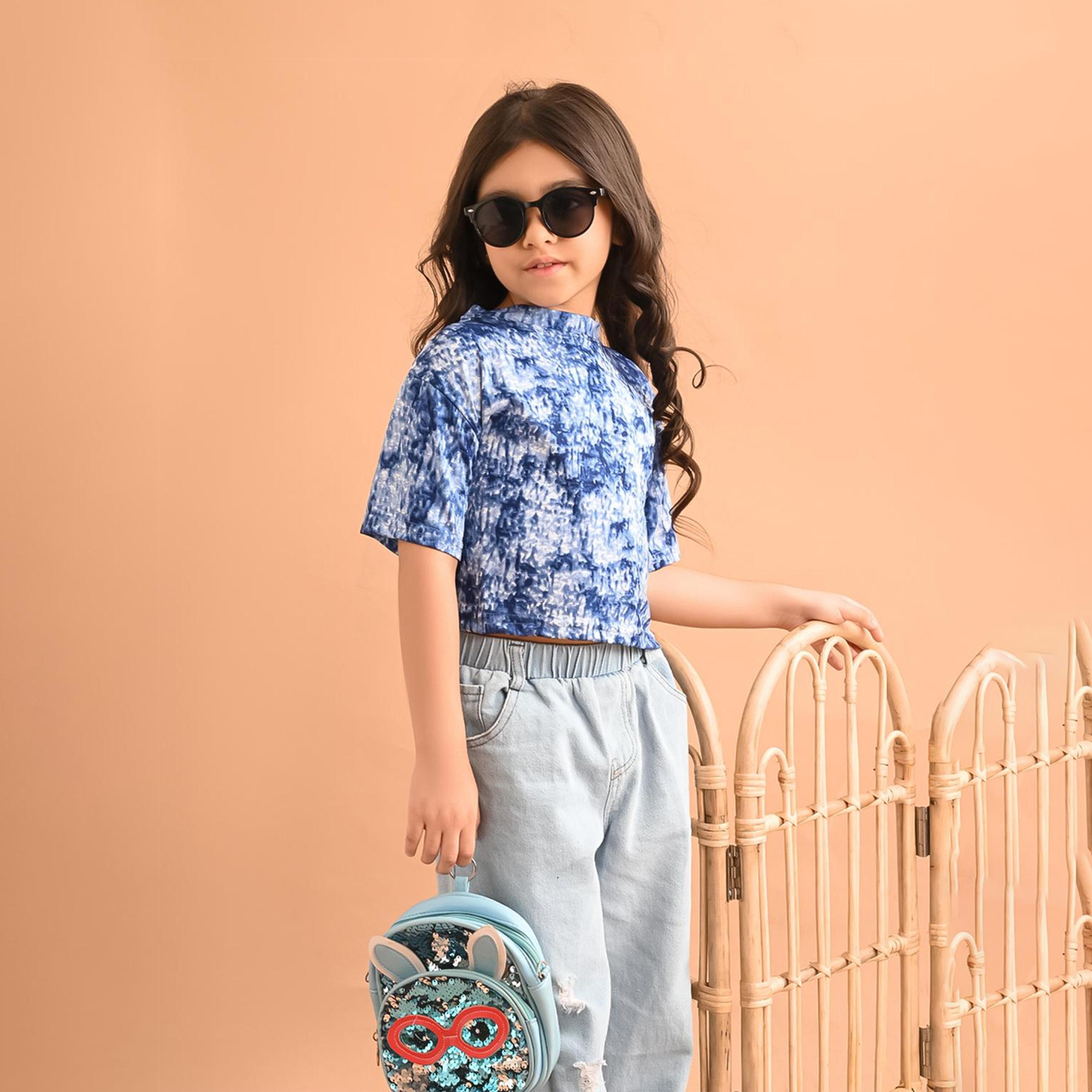 ليبيكس × ستايلي-  بلوزة قصيرة على شكل قميص بأكمام منتفخة للفتيات-girls-clothing-blousesandshirts-image-1