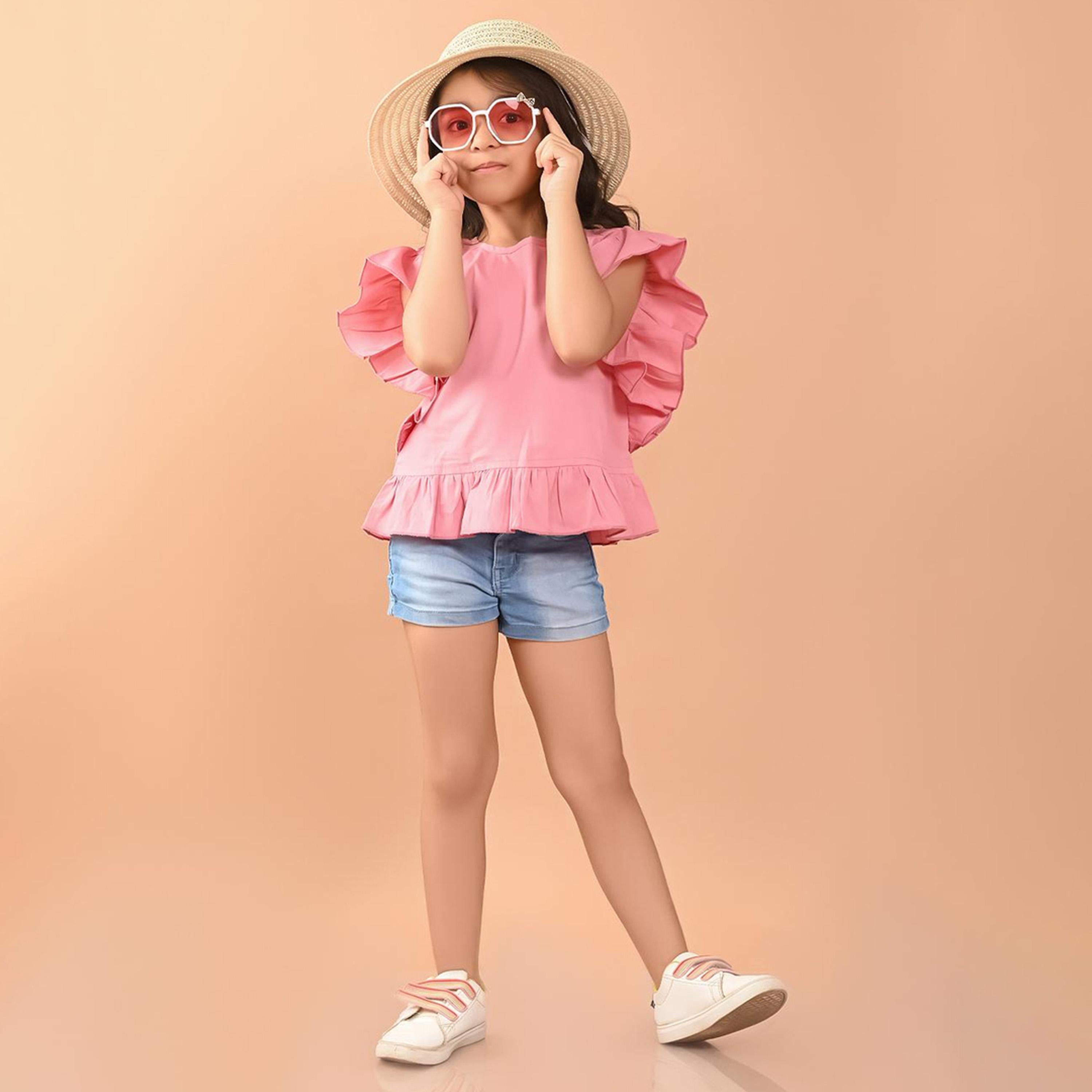 LilPicks X Styli Girls Cold-Shoulder Cotton Frilled Crop Top-girls-clothing-blousesandshirts-image-1