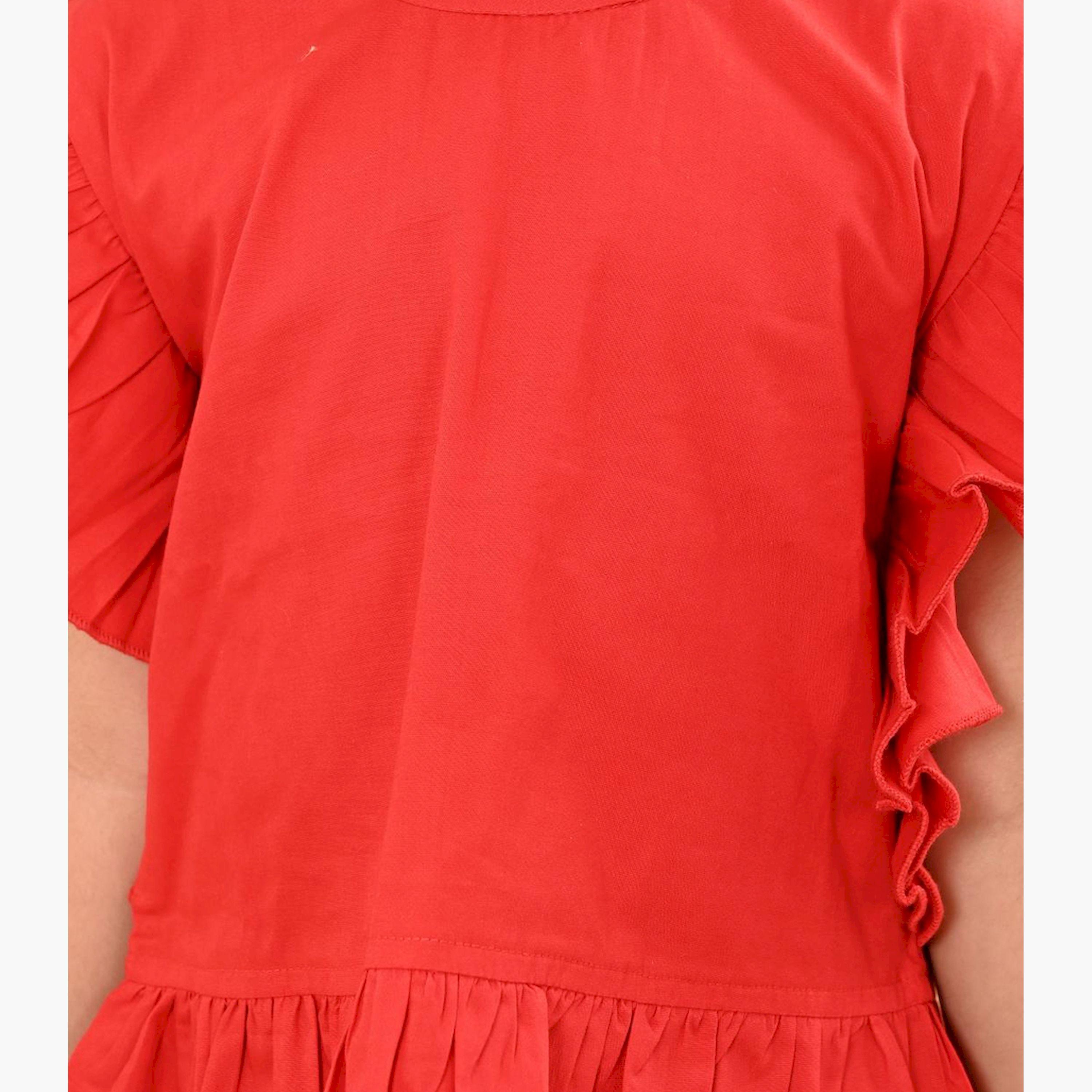 ليبيكس × ستايلي-  بلوزة عادية بأكمام رفرفة وطيات للفتيات-girls-clothing-blousesandshirts-image-5