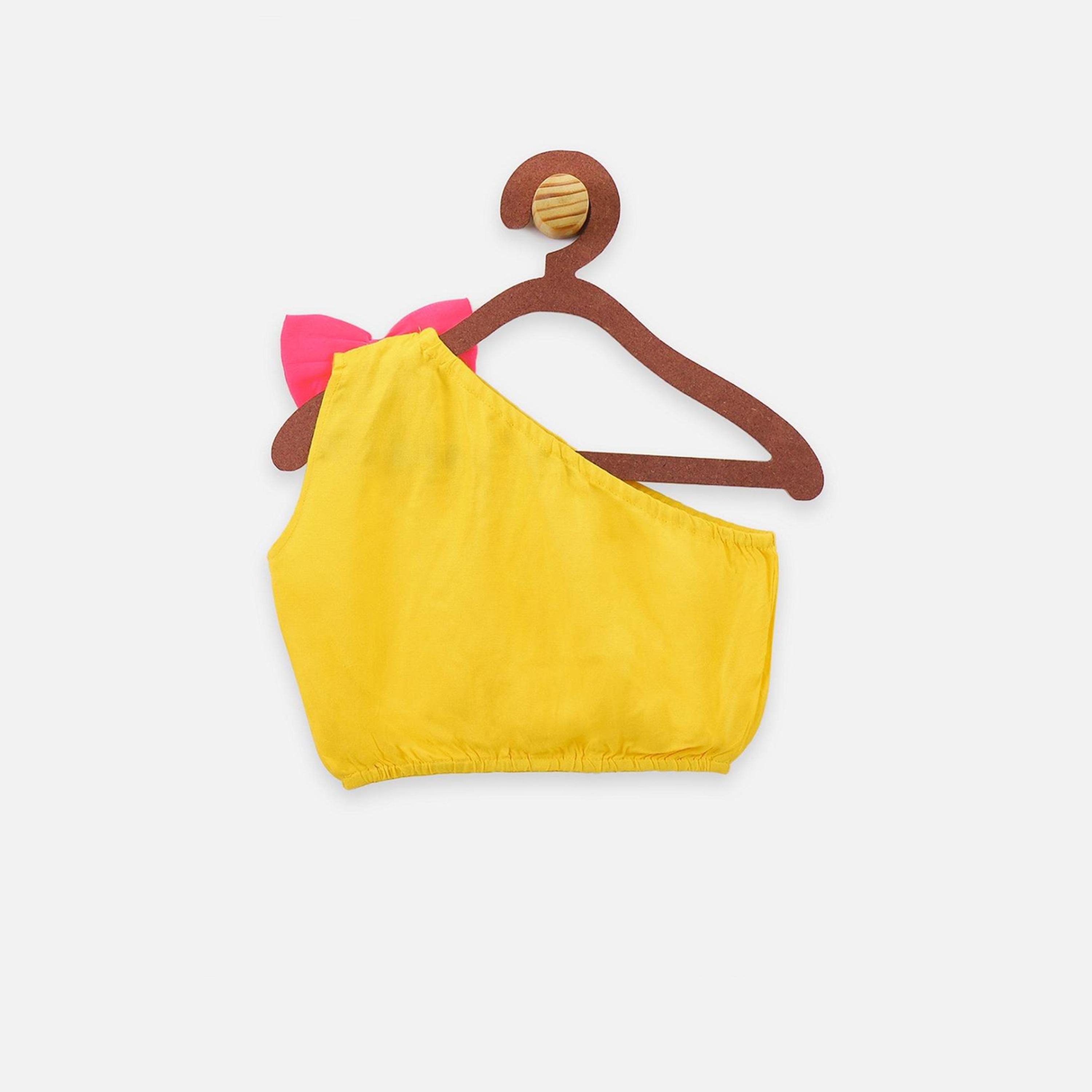 LilPicks X Styli Girls Yellow & Blue Solid Top with Skirt-girls-clothing-setsandcoords-image-3