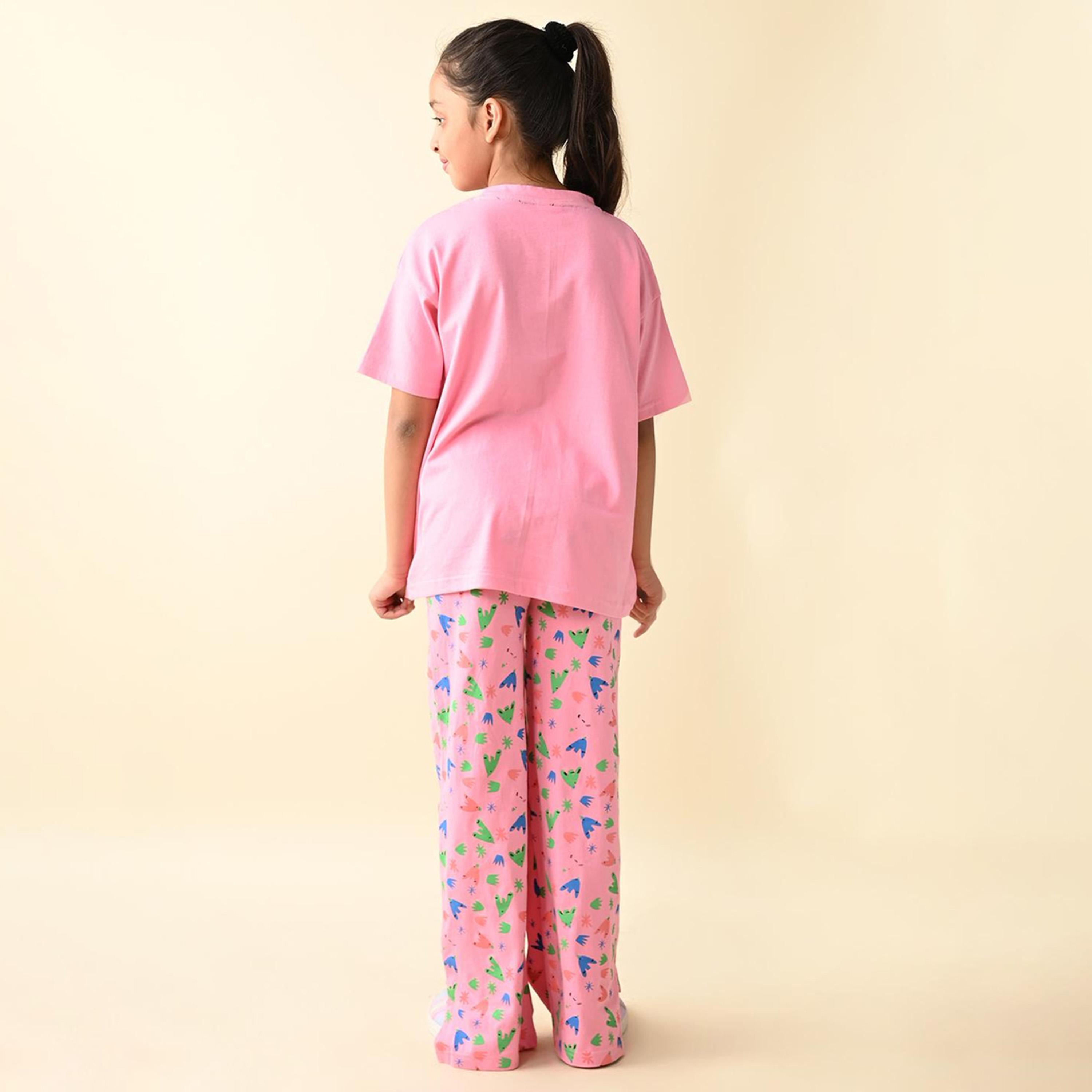 ليبيكس × ستايلي-  تي شيرت بناتي مطبوع مع بنطال بالازو-girls-clothing-setsandcoords-image-4