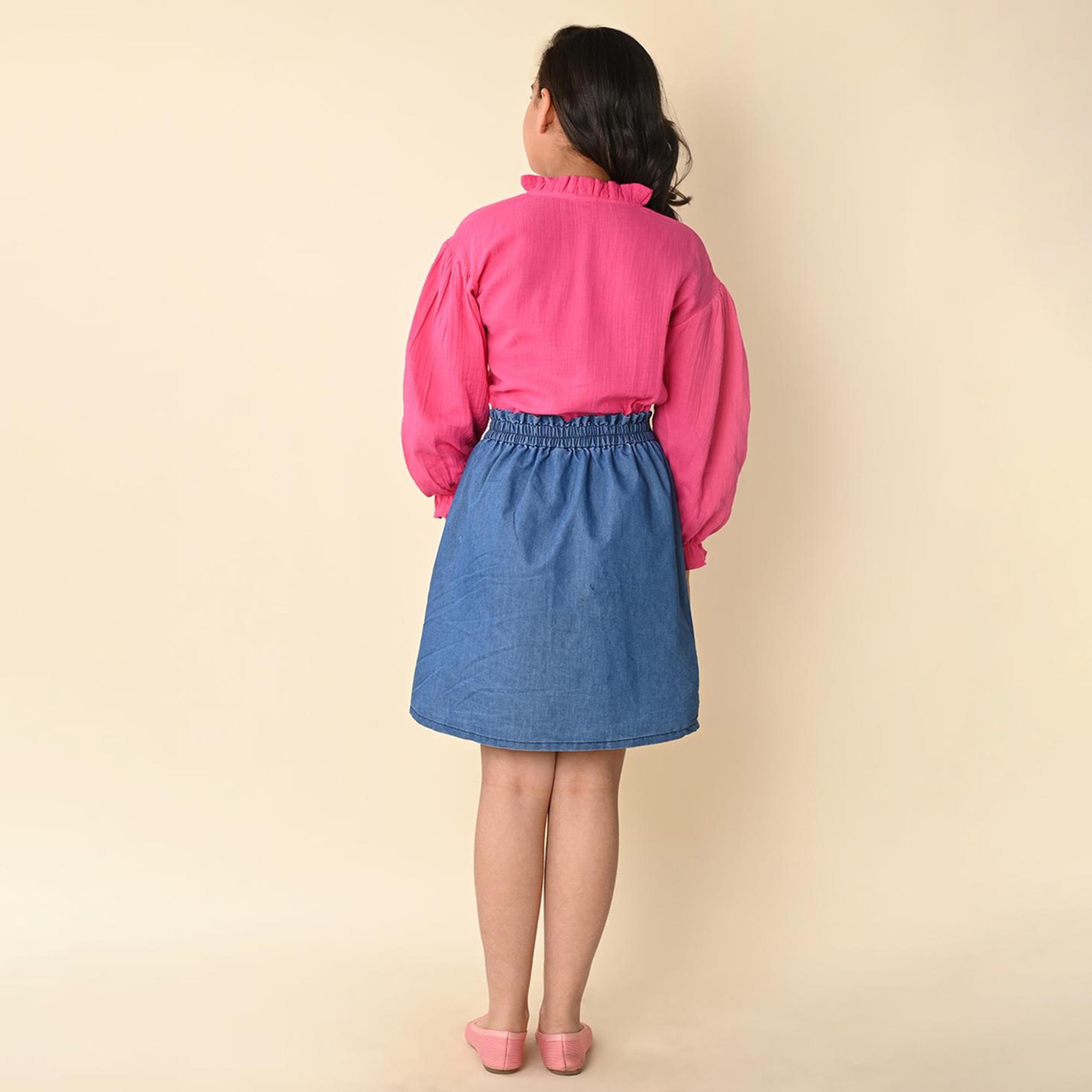 LilPicks X Styli Girls Puff Sleeves Top with Skirt Clothing Set-girls-clothing-setsandcoords-image-4