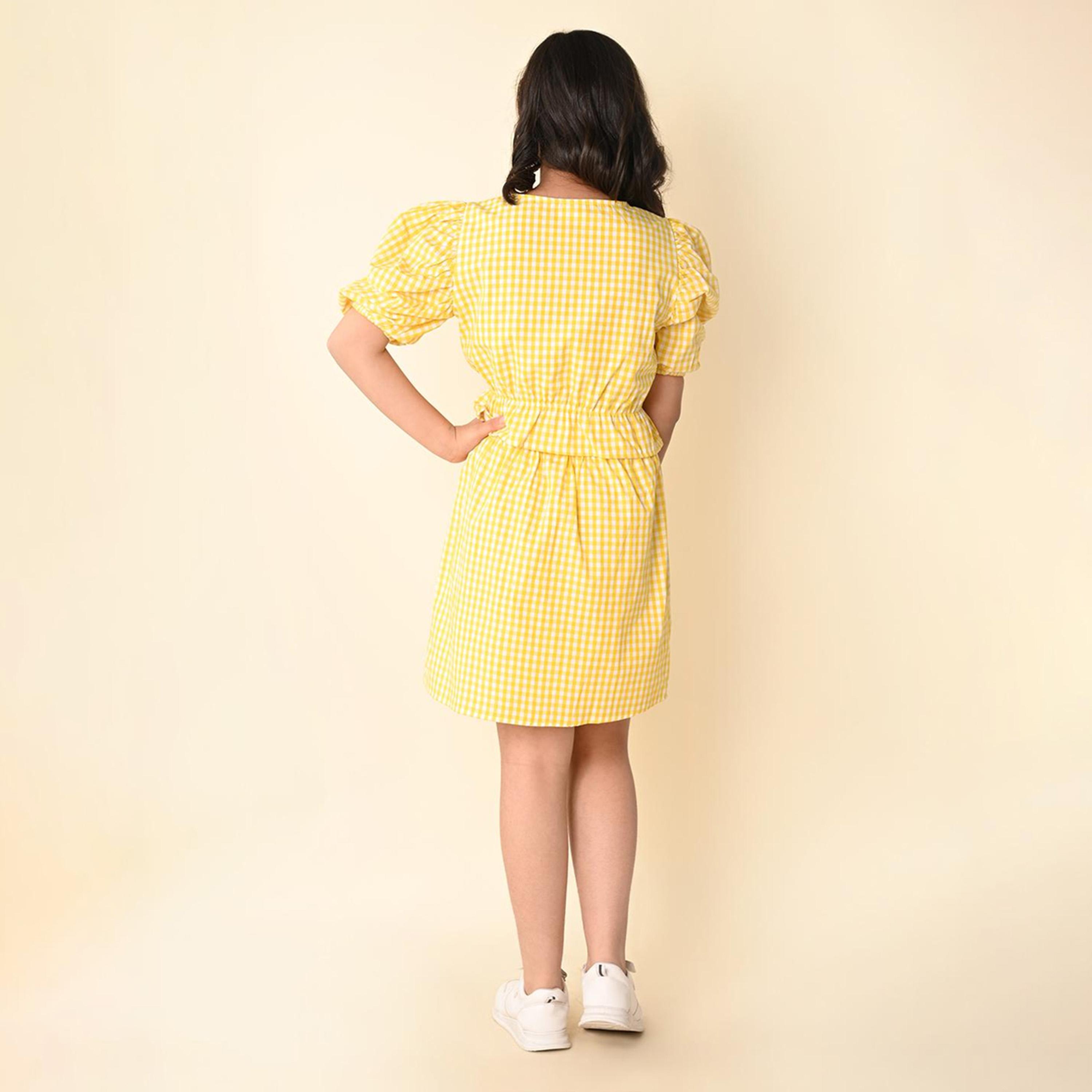 LilPicks X Styli Girls Checked Square Neck Puff Sleeves Top with Skirt Clothing Set-girls-clothing-setsandcoords-image-4