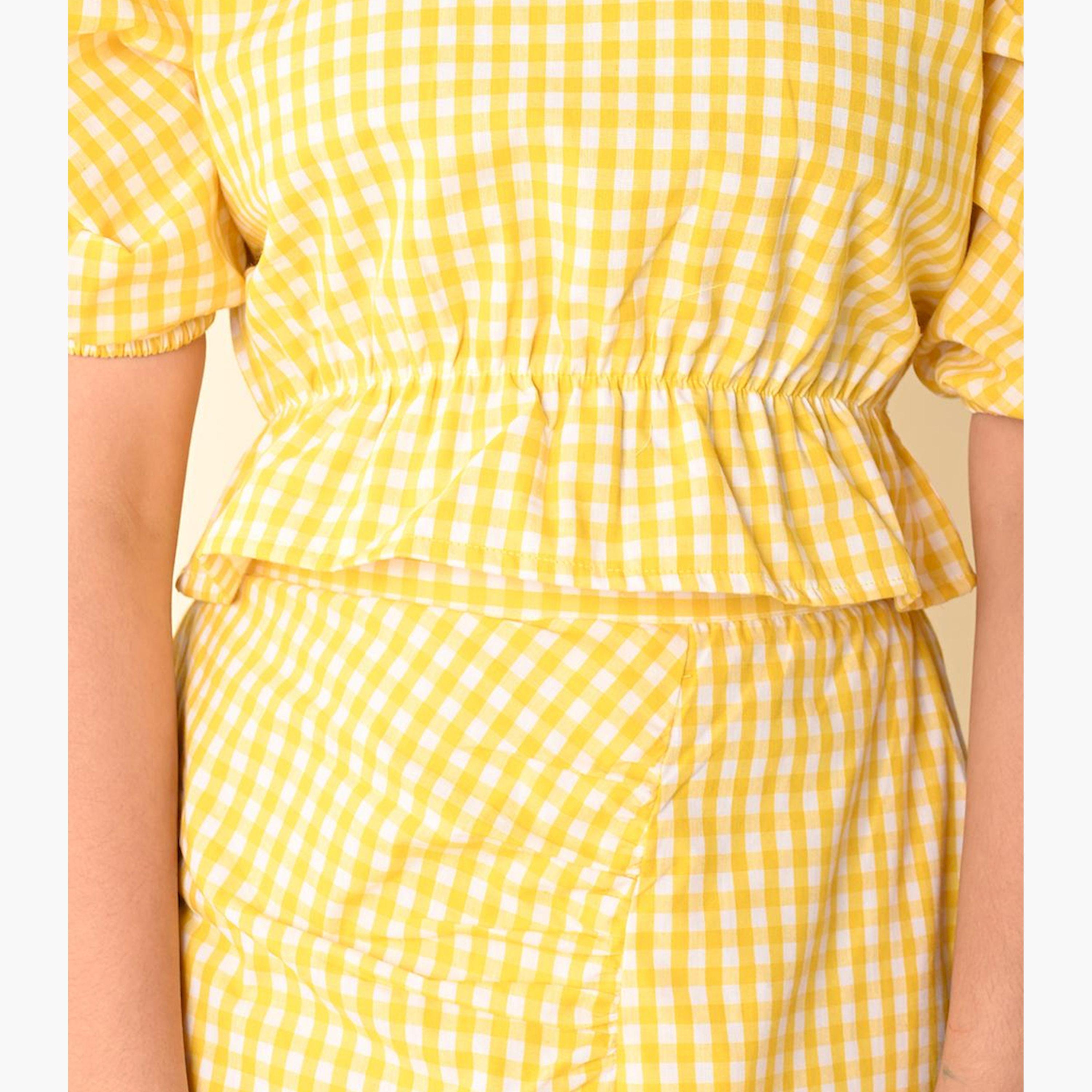 LilPicks X Styli Girls Checked Square Neck Puff Sleeves Top with Skirt Clothing Set-girls-clothing-setsandcoords-image-5