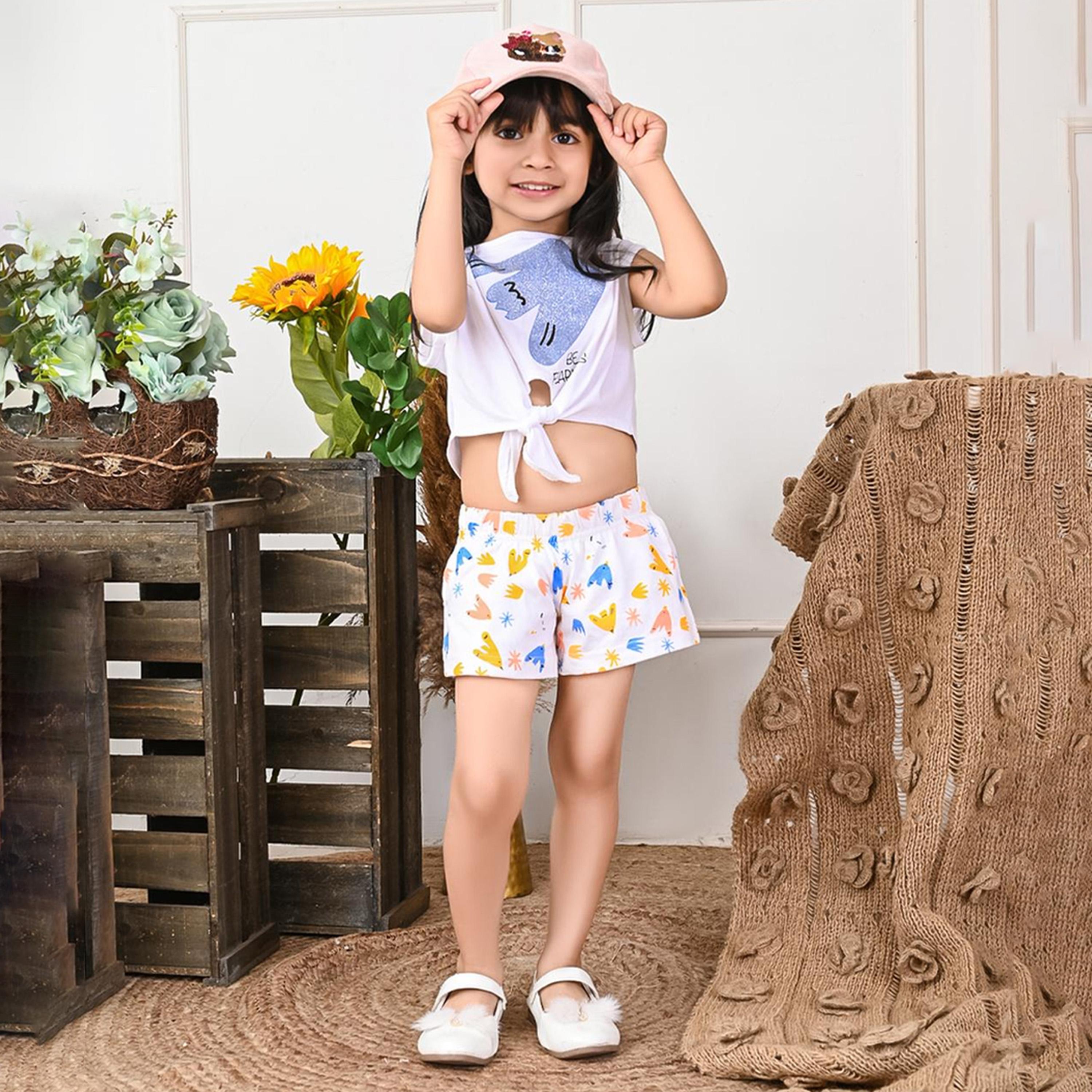 LilPicks X Styli Girls Graphic Printed Round Neck Tie ups Co-ords-girls-clothing-setsandcoords-image-1