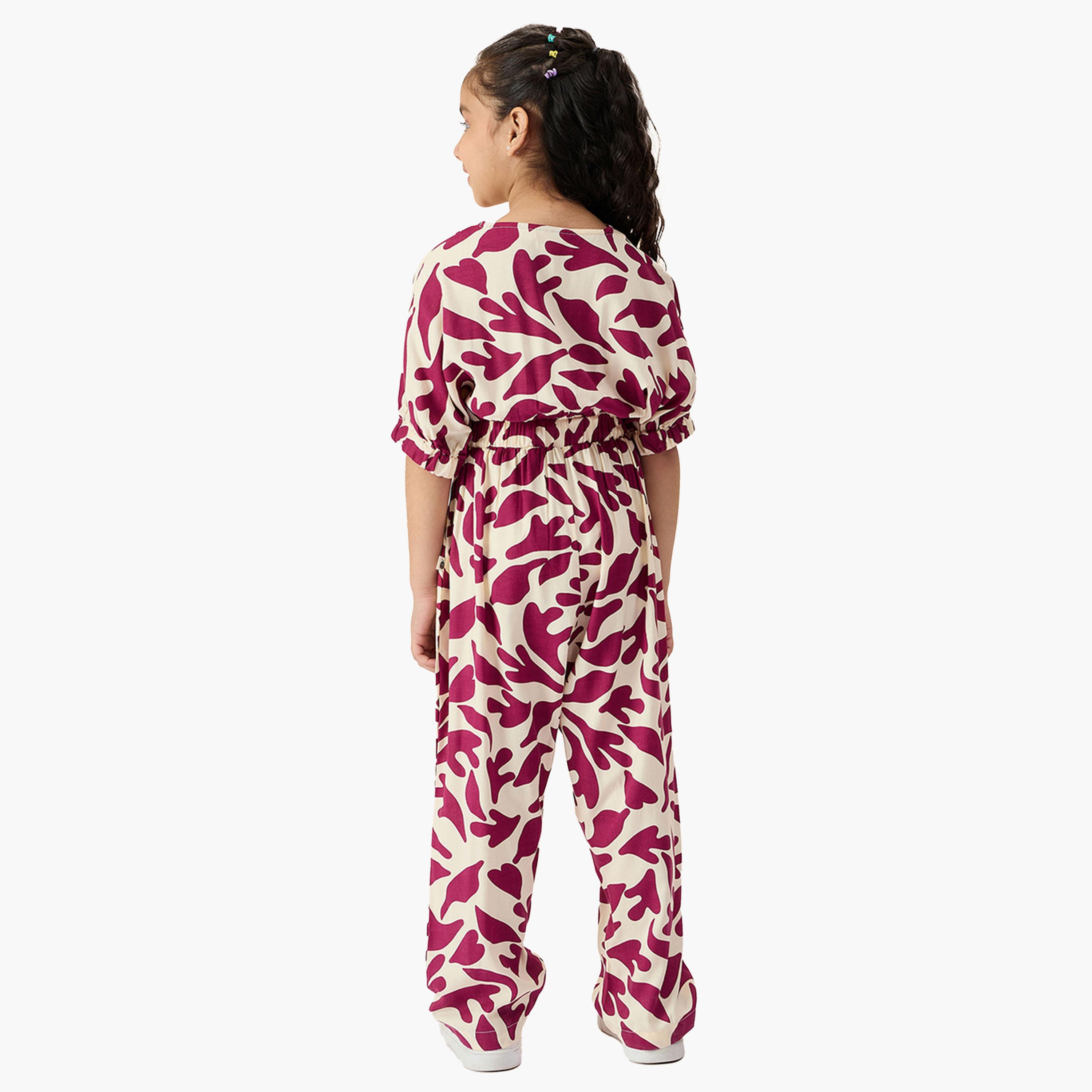 ستايلو باغ × ستايلي-  جمبسوت رايون بطبعة زهور للبنات-girls-clothing-rompers-image-4