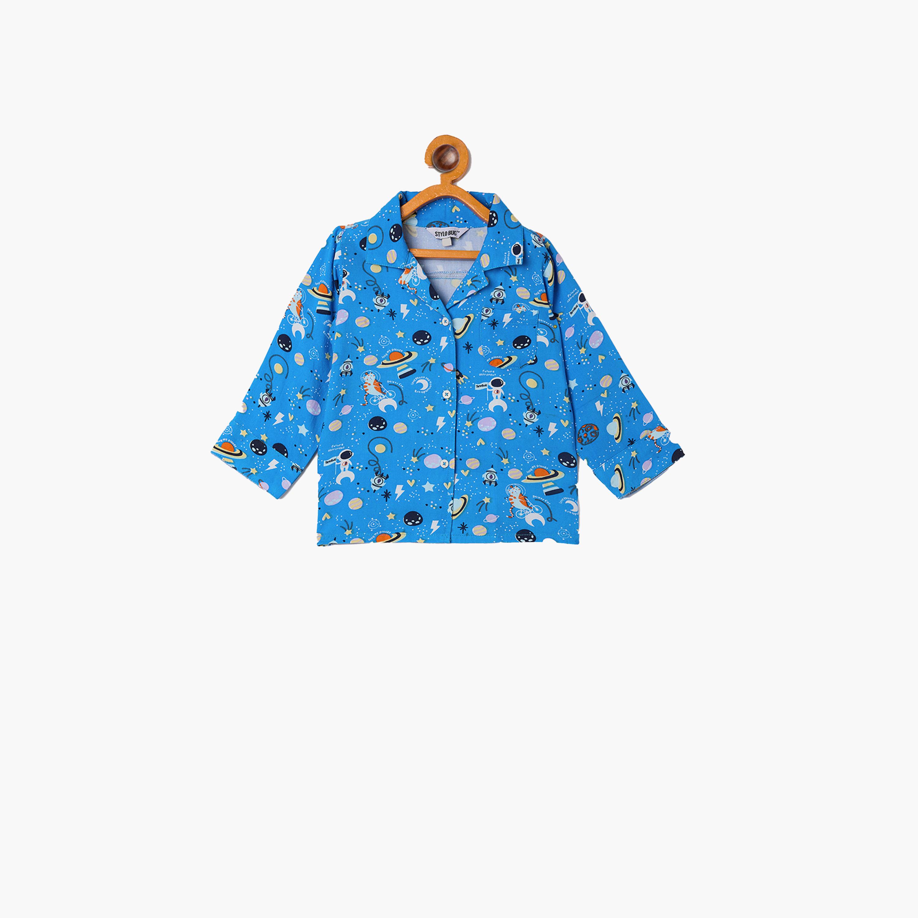 ستايلو باغ × ستايلي - طقم بنطال بيجامة وقميص بطبعة فضاء-boys-clothing-nightwear-image-2