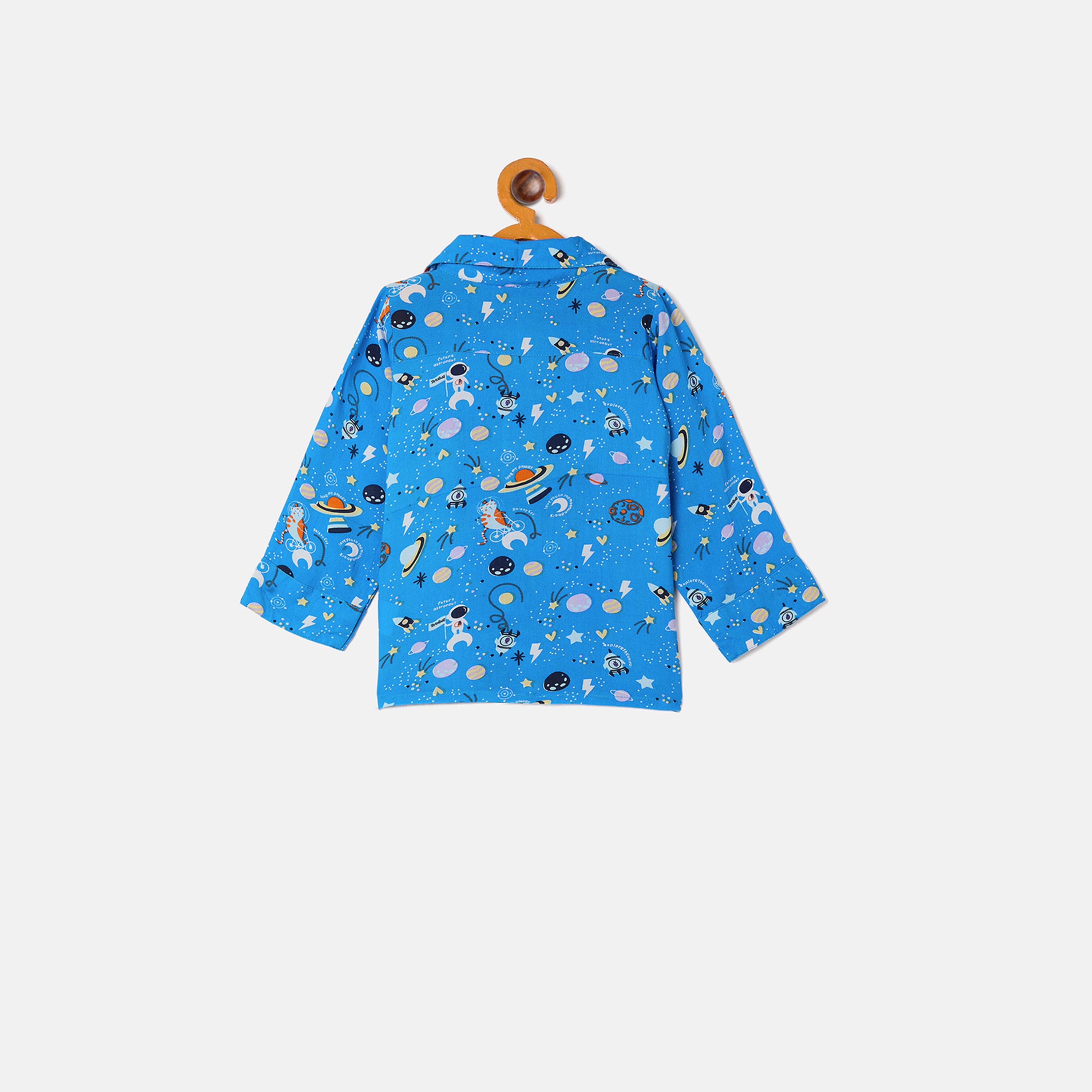 Stylo Bug X Styli Space Printed Shirt and Pyjama Set-boys-clothing-nightwear-image-3