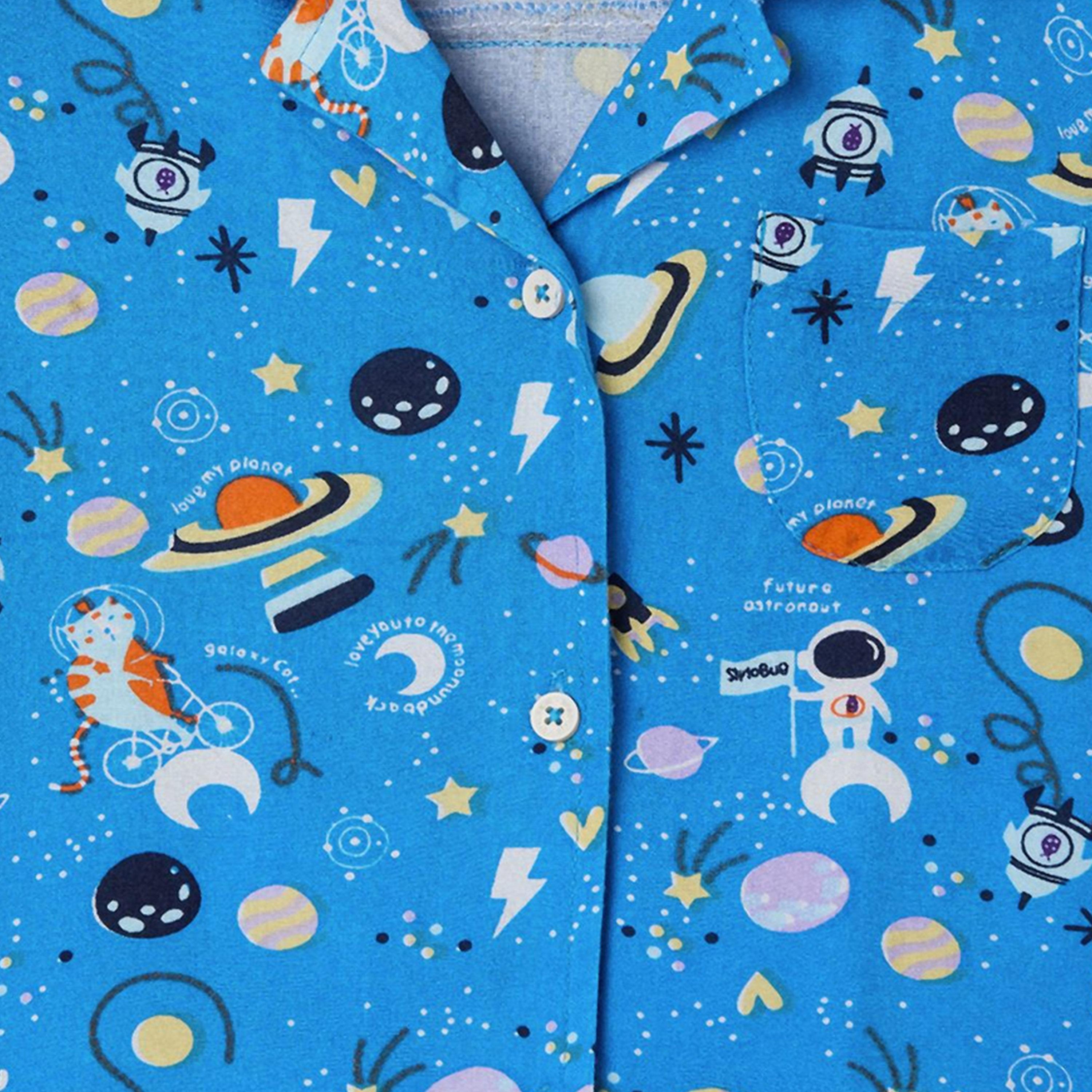 Stylo Bug X Styli Space Printed Shirt and Pyjama Set-boys-clothing-nightwear-image-6
