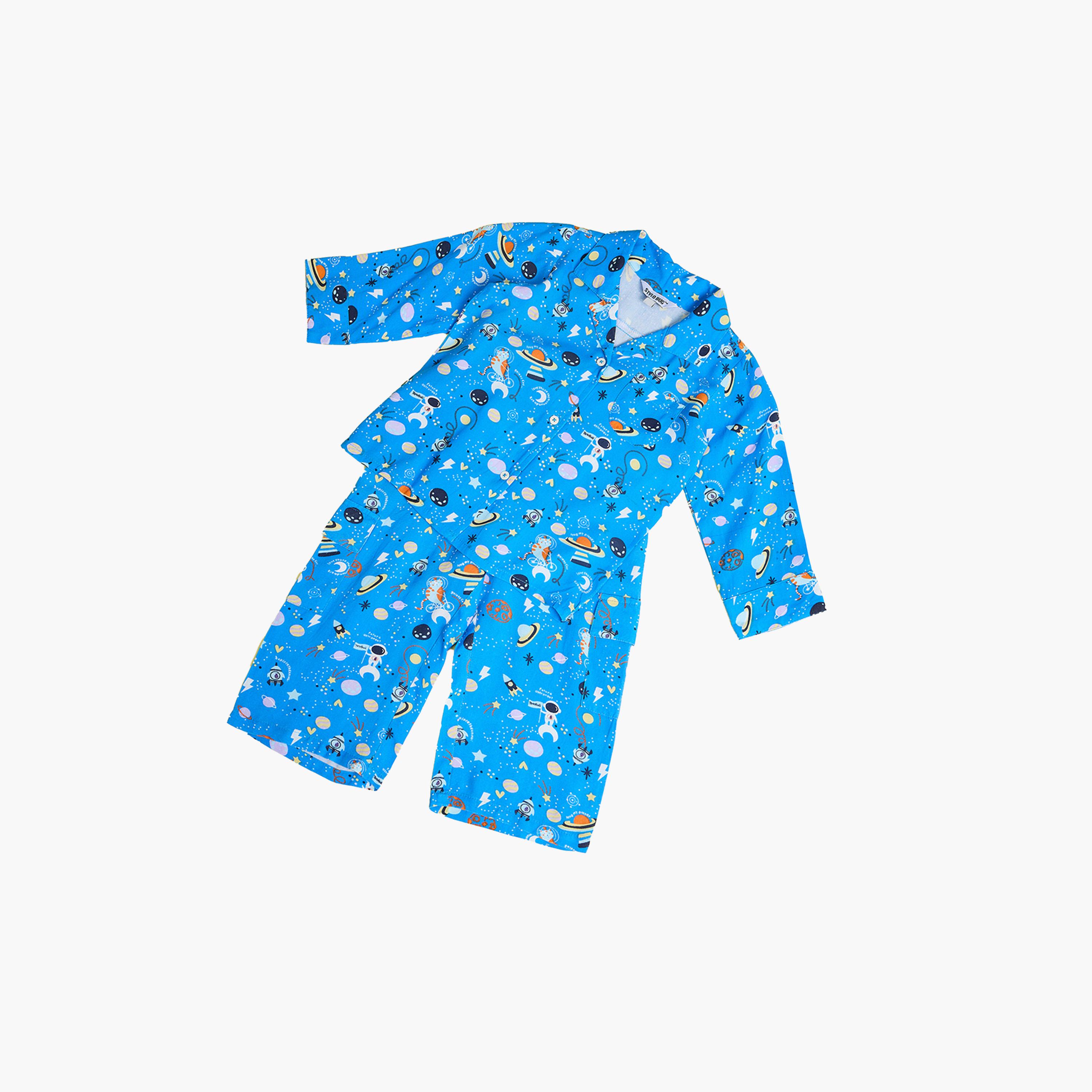 Stylo Bug X Styli Space Printed Shirt and Pyjama Set-boys-clothing-nightwear-image-7
